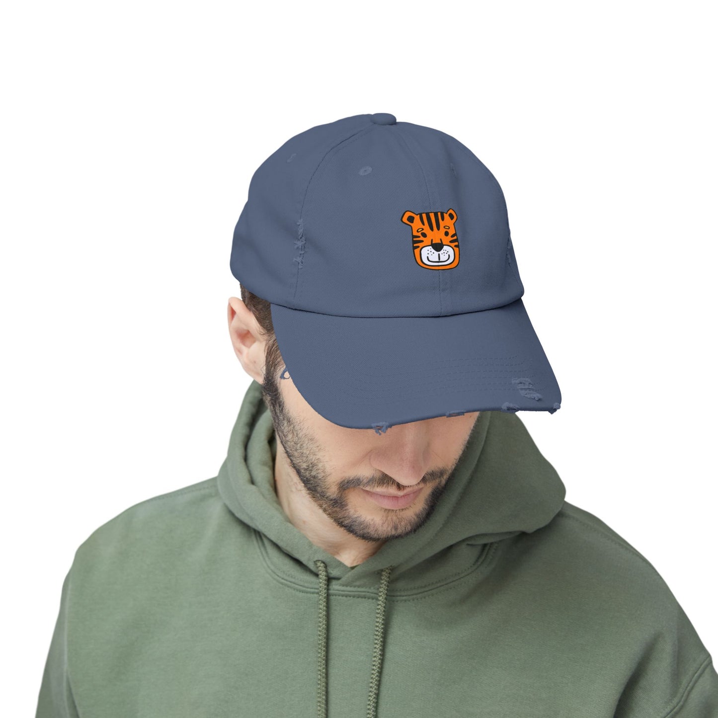 Tiger Orange Vintage Distressed Dad Hat Unisex Adjustable Cotton Twill Baseball Cap for Casual Everyday Wear