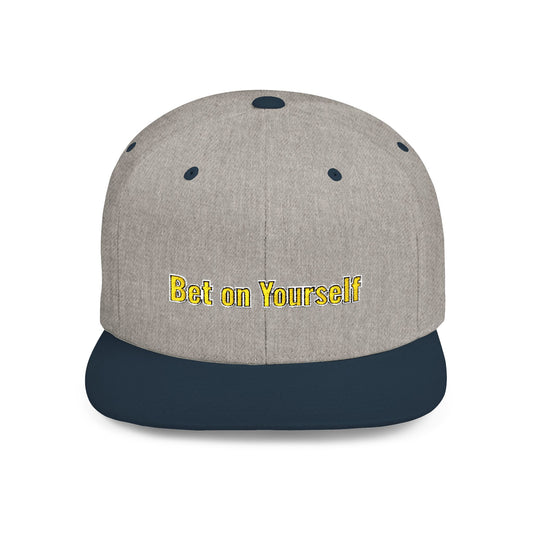 Text Bet On Yourself Flat Bill Snapback – Lightweight, Custom Fit, Premium Quality