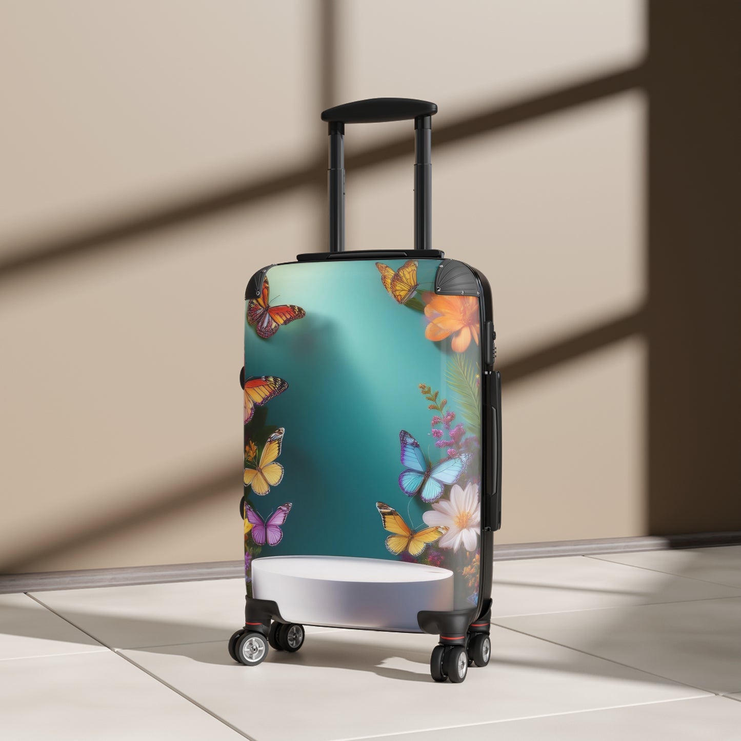 Nature Butterflies Flower On White Art Carry-On Suitcase - Stylish Luggage for Travelers