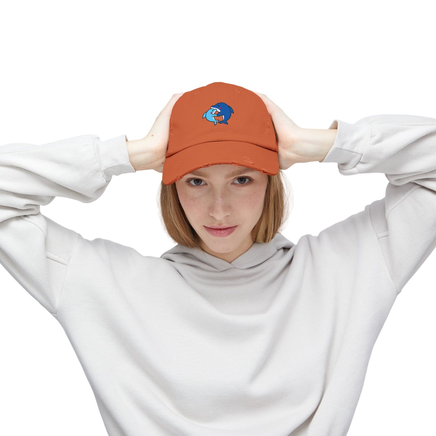 Dolphin Couple Vintage Distressed Dad Hat Unisex Adjustable Cotton Twill Baseball Cap for Casual Everyday Wear