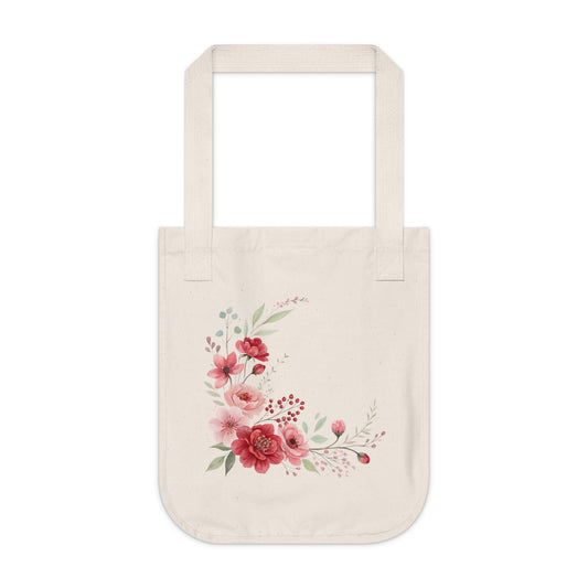 Flowers Frame Floral Organic Canvas Tote Bag - Eco-Friendly Carryall for Everyday Use