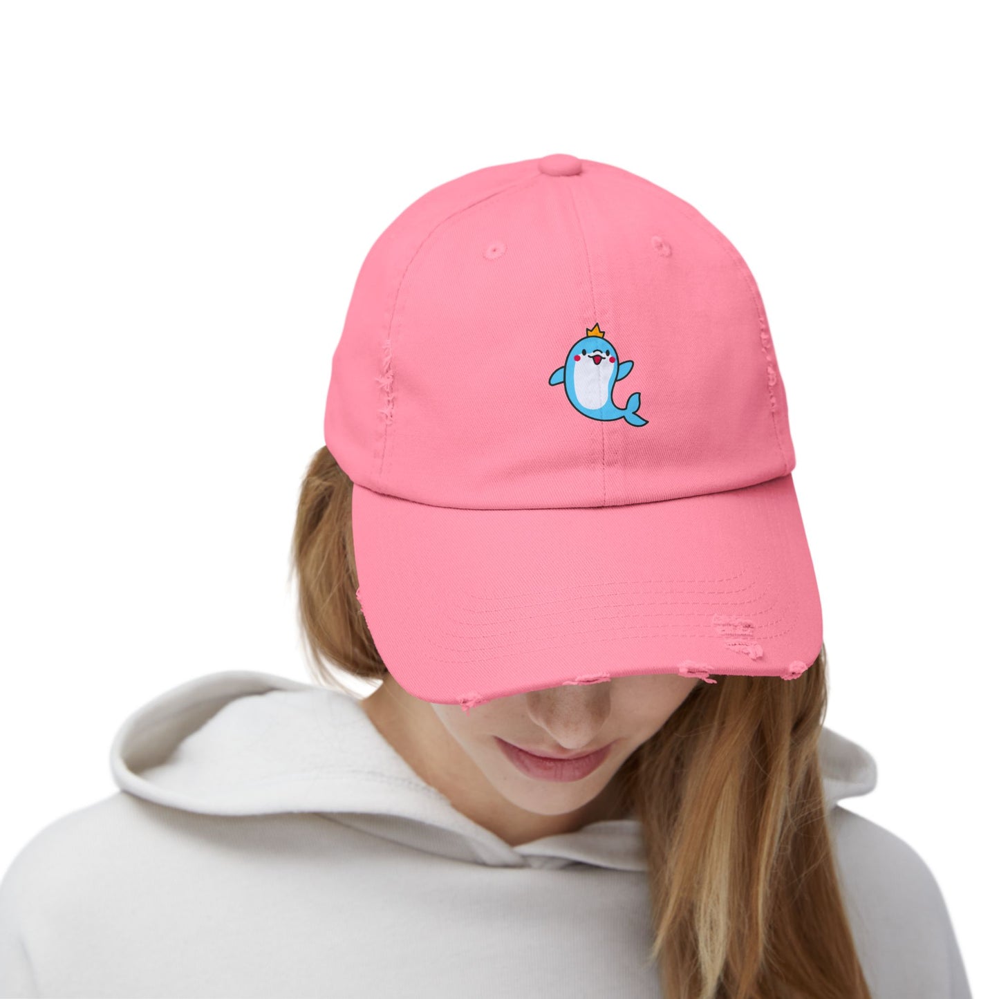 Dolphin Crown Vintage Distressed Dad Hat Unisex Adjustable Cotton Twill Baseball Cap for Casual Everyday Wear