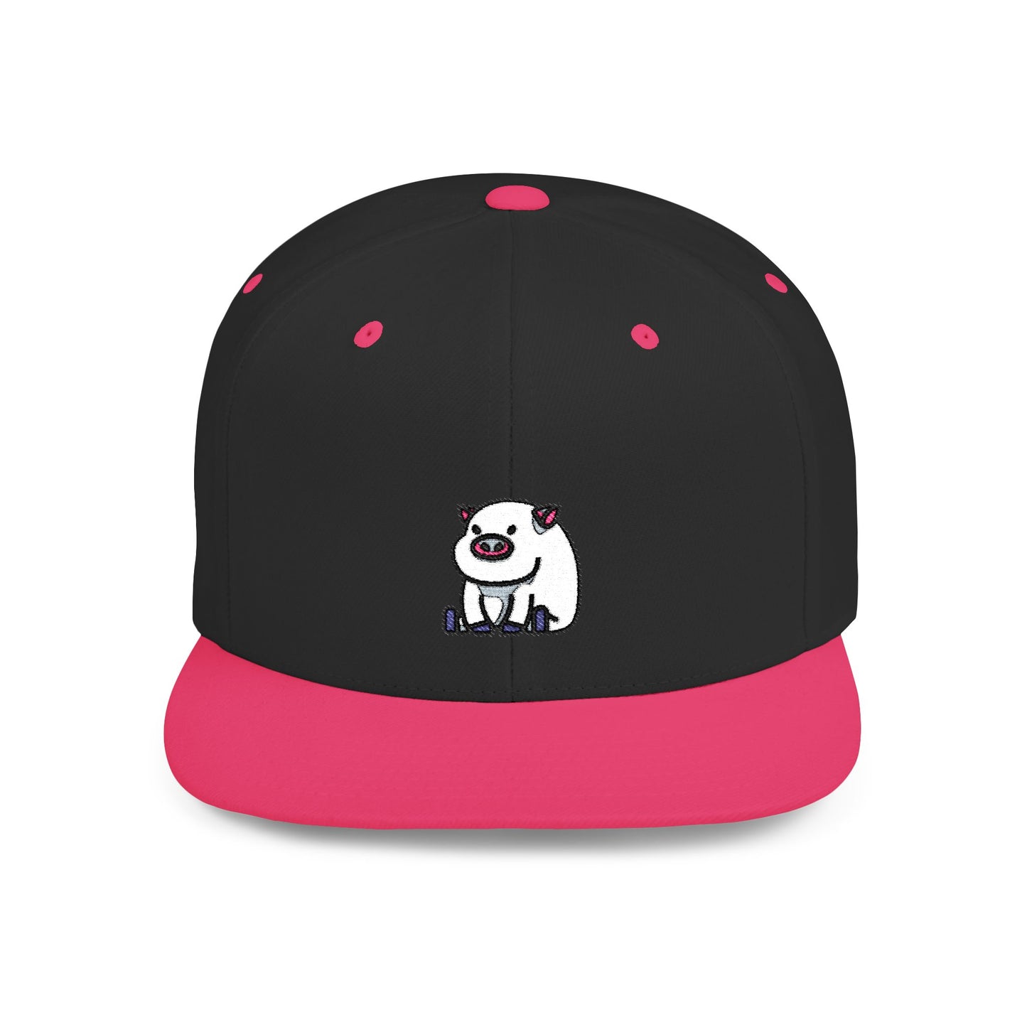 Icons Embroidered Pig Flat Bill Snapback – Lightweight, Custom Fit, Premium Quality