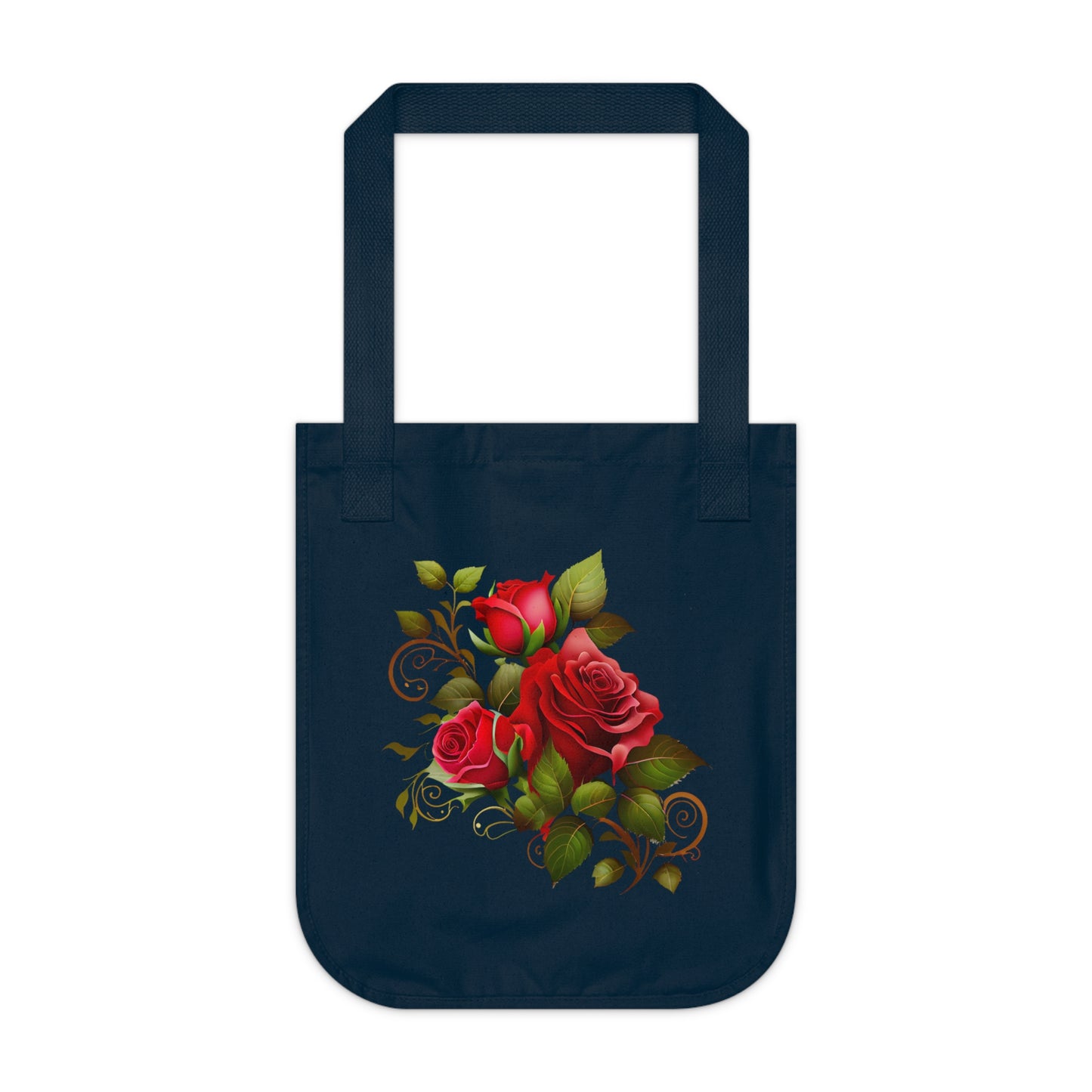 Flowers Roses With Swirls Floral Organic Canvas Tote Bag - Eco-Friendly Carryall for Everyday Use