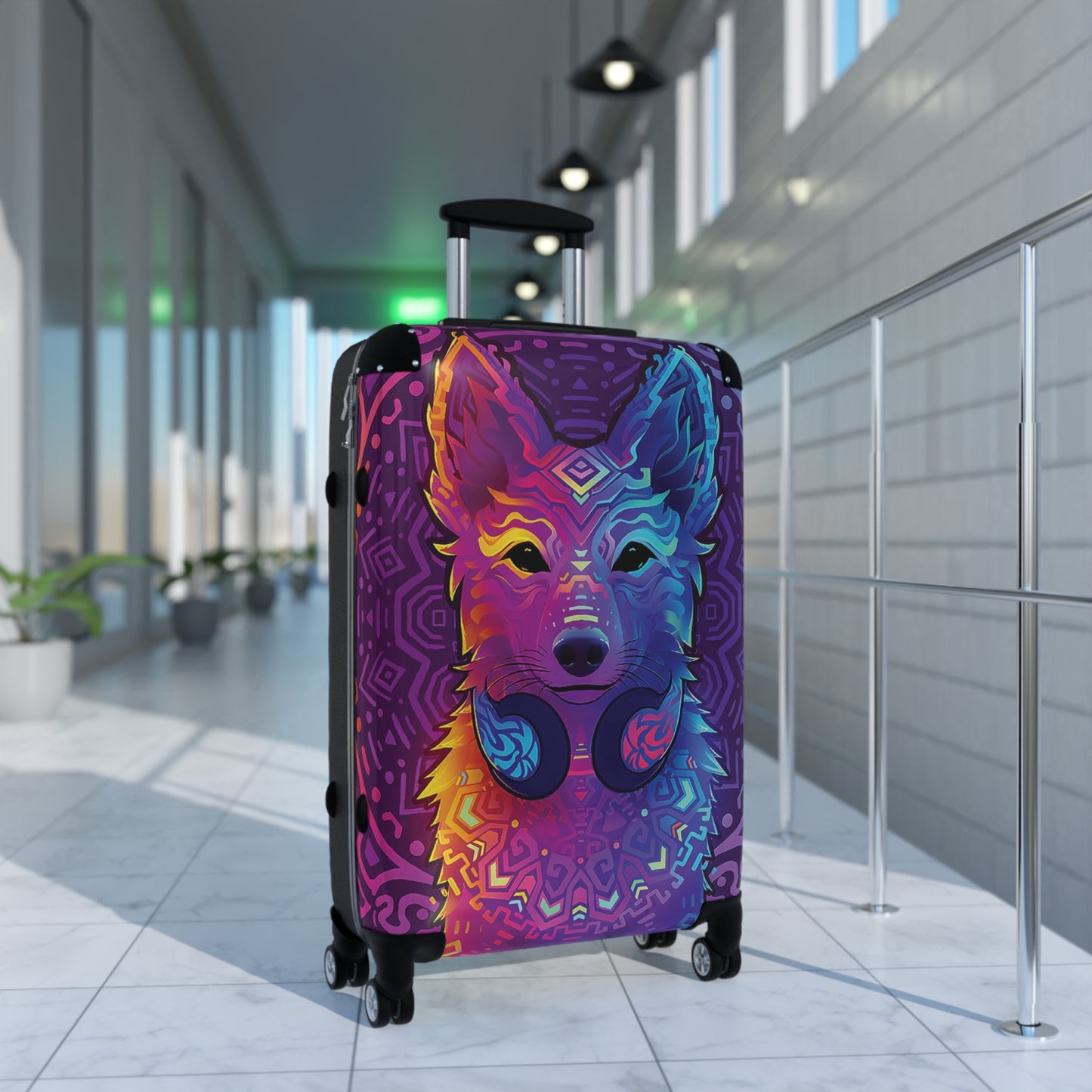 Abstract Dog DJ Digital Art Carry-On Suitcase - Stylish Luggage for Travelers