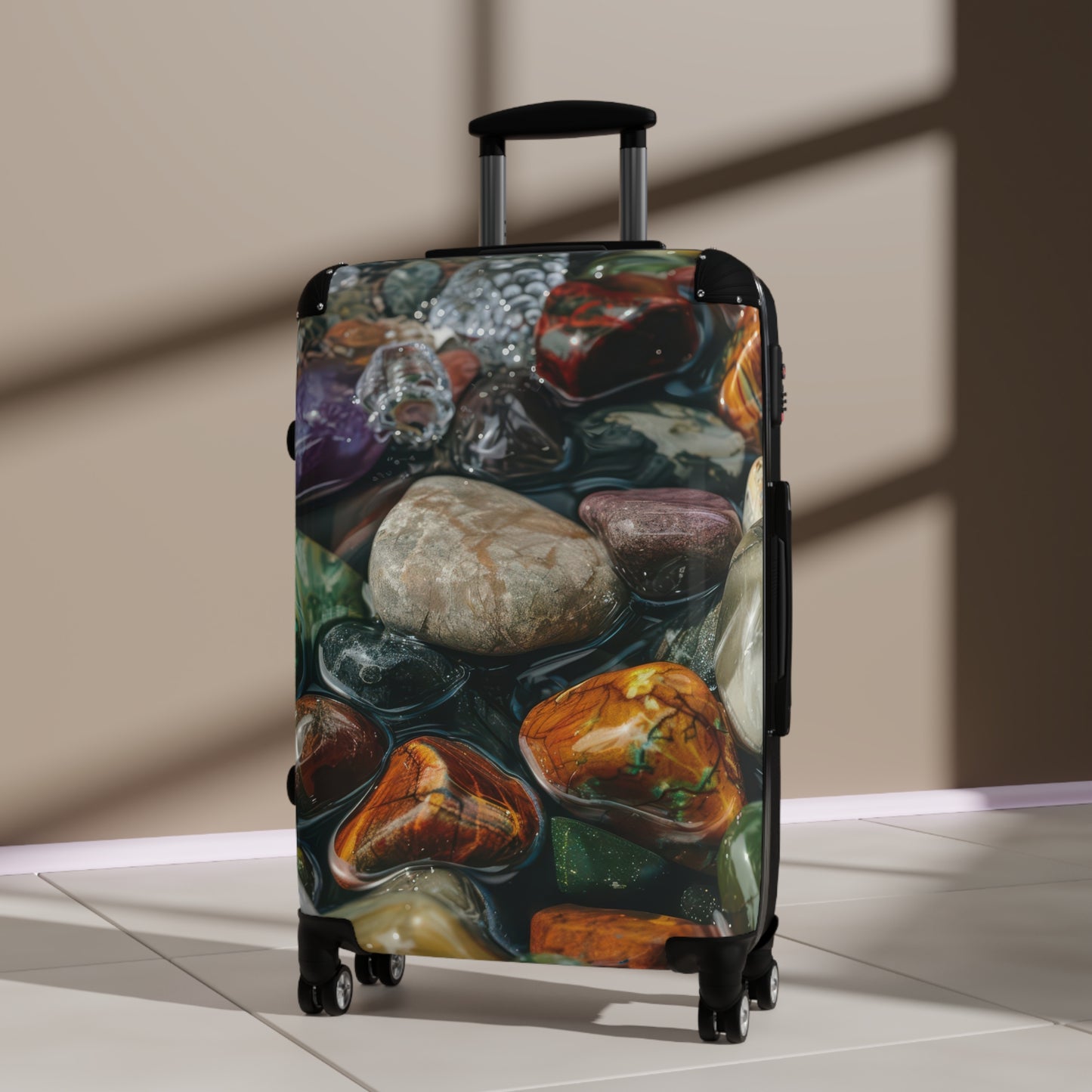 Nature Polished Stone Art Carry-On Suitcase - Stylish Luggage for Travelers