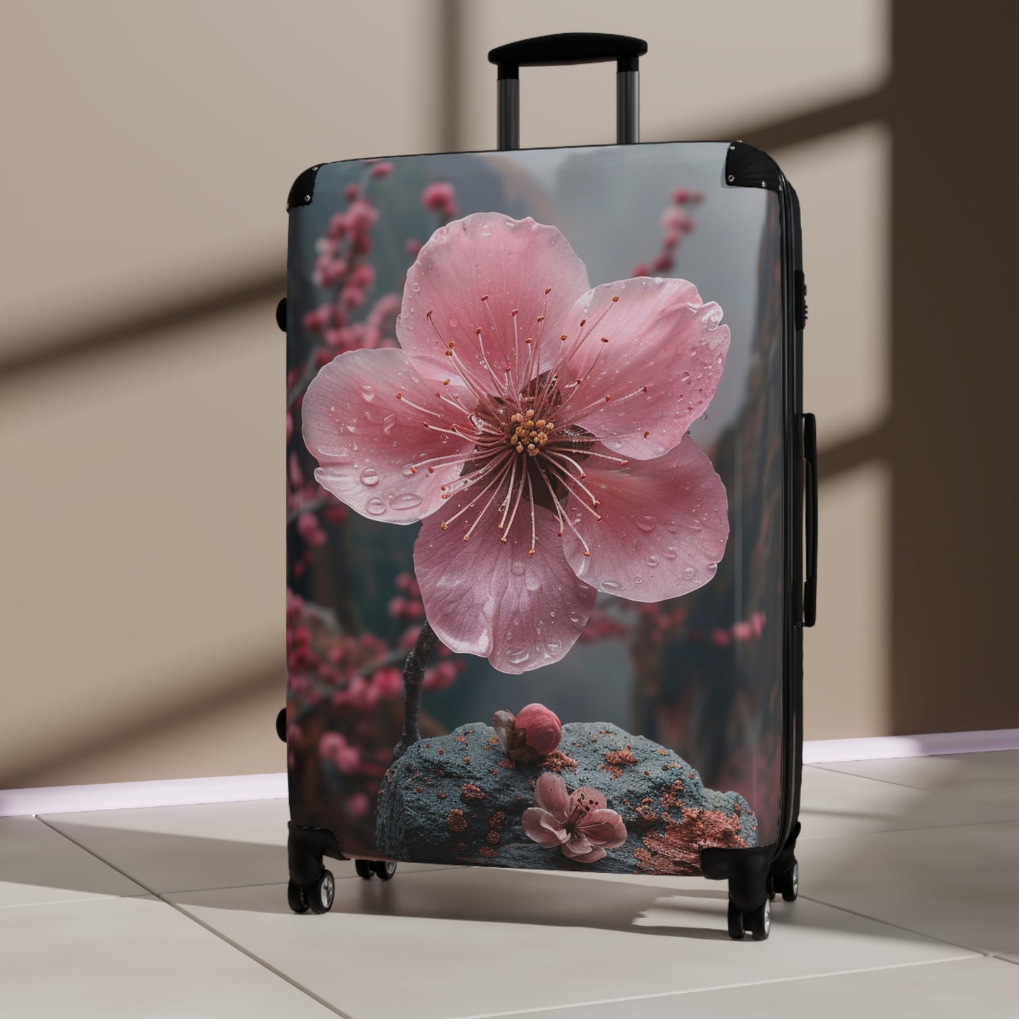 Nature Flowers Floral Animated Pink Flowers Art Carry-On Suitcase - Stylish Luggage for Travelers