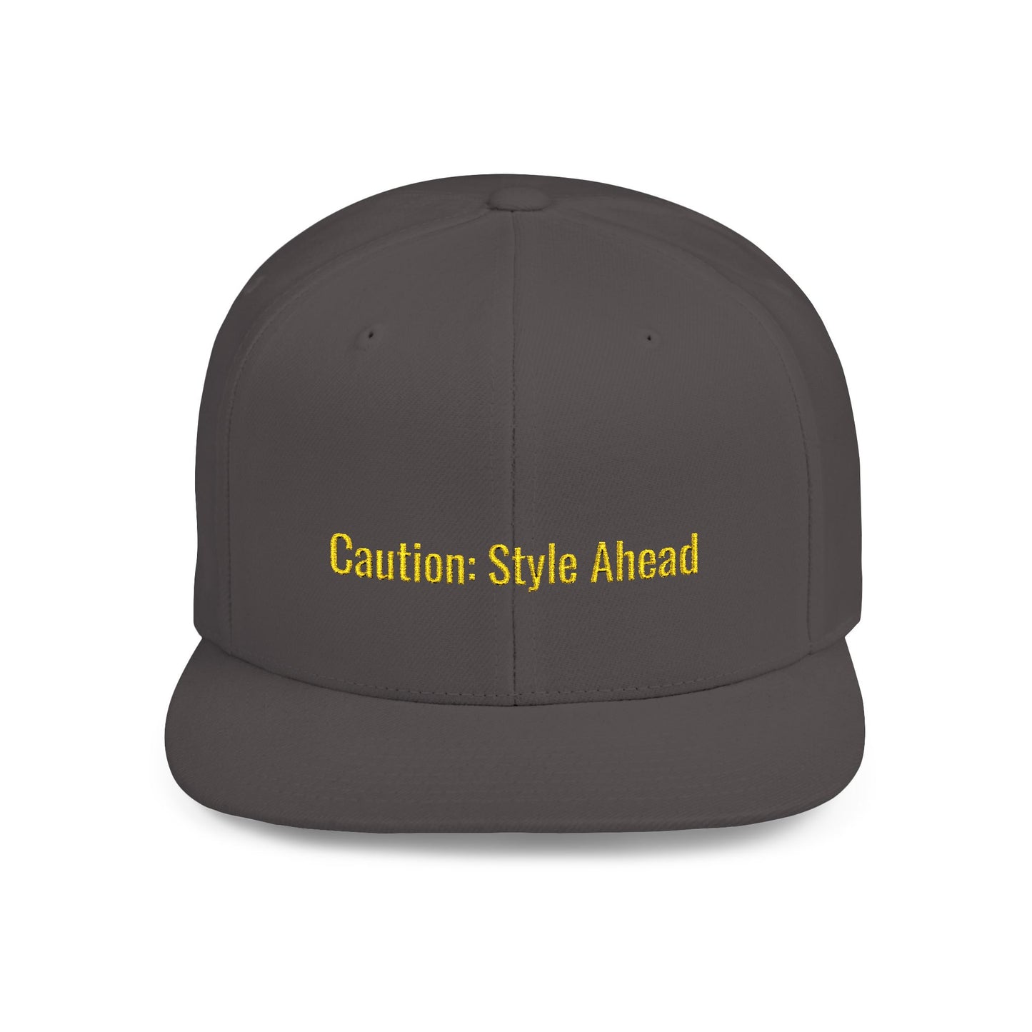 Text Caution Style Ahead Flat Bill Snapback – Lightweight, Custom Fit, Premium Quality