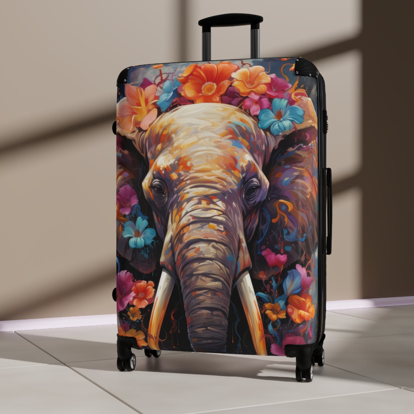 Nature Elephant Floral Flowers Art Carry-On Suitcase - Stylish Luggage for Travelers