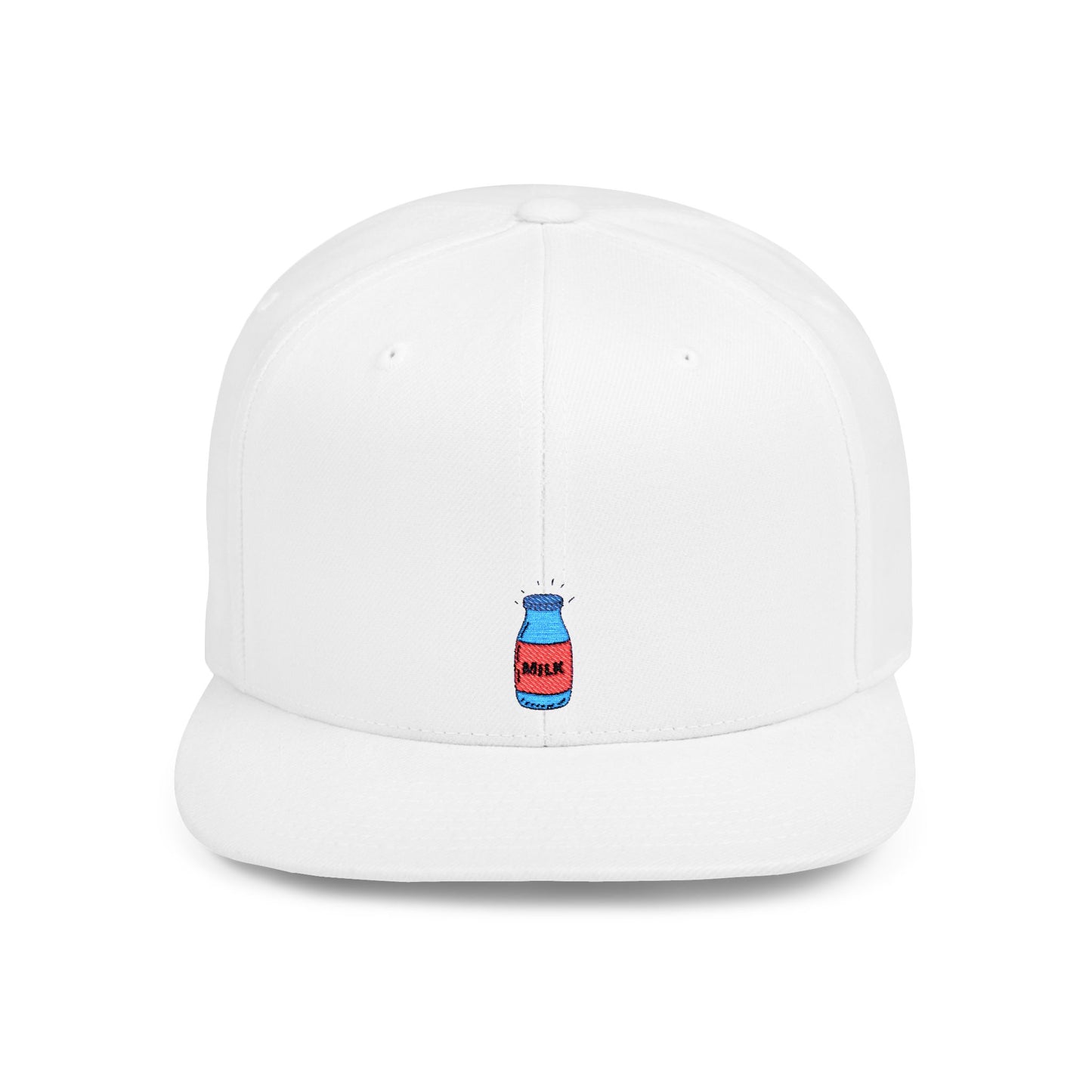 Icons Embroidered Milk Bottle Flat Bill Snapback – Lightweight, Custom Fit, Premium Quality