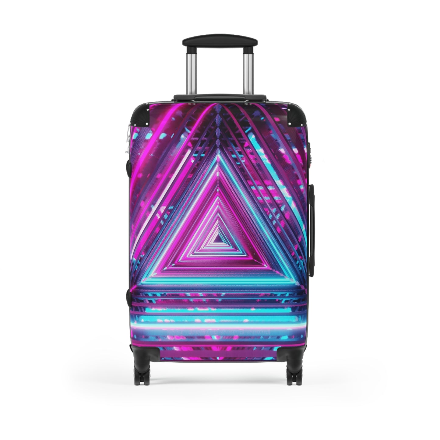 Abstract Neon Triangle Carry-On Suitcase - Stylish Luggage for Travelers