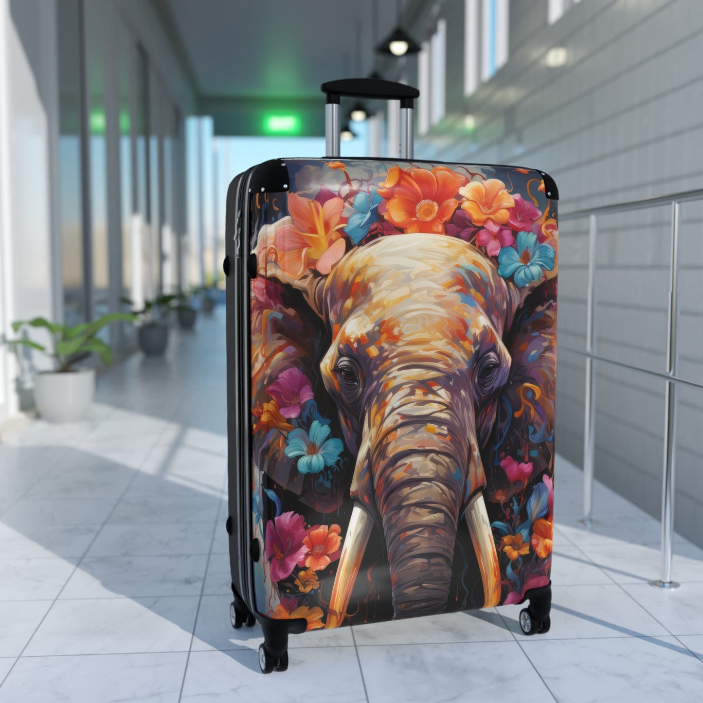 Nature Elephant Floral Flowers Art Carry-On Suitcase - Stylish Luggage for Travelers