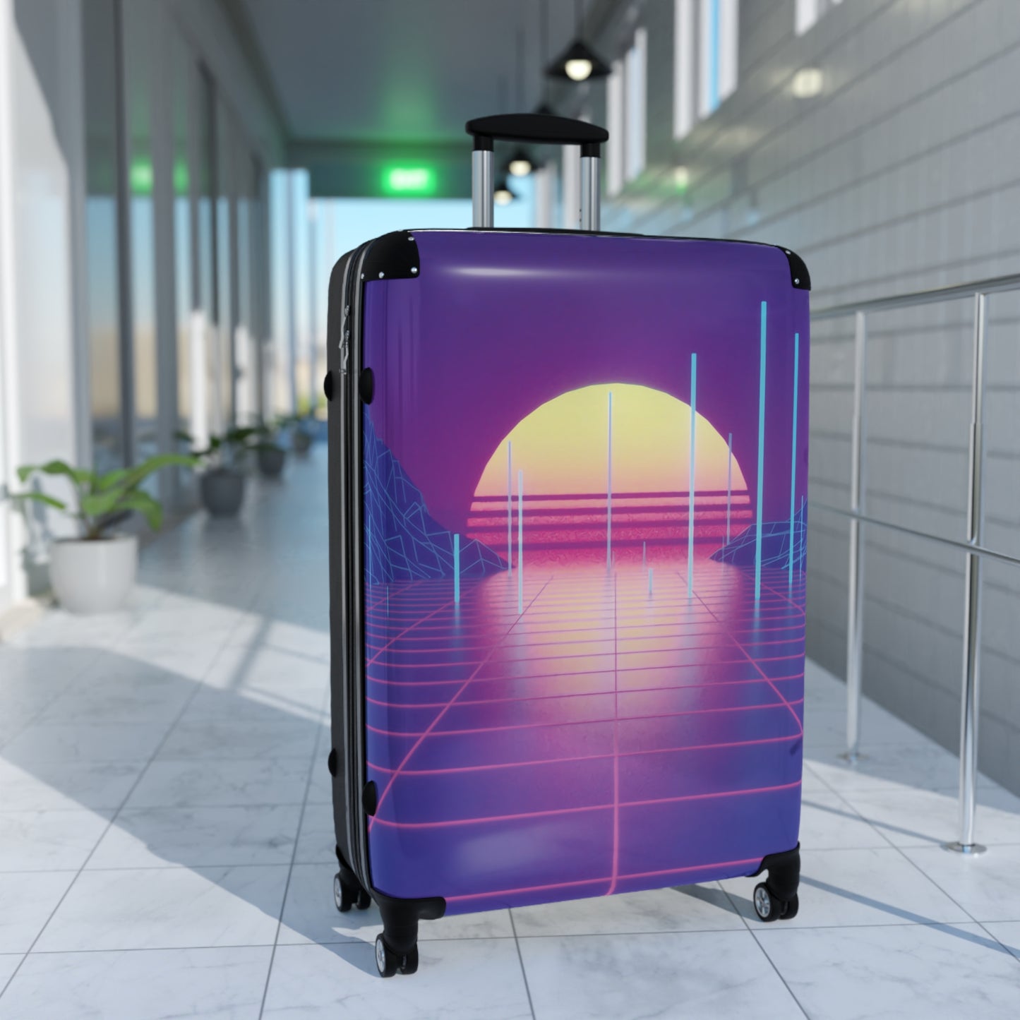 Abstract Retrowave Neon Art Carry-On Suitcase - Stylish Luggage for Travelers