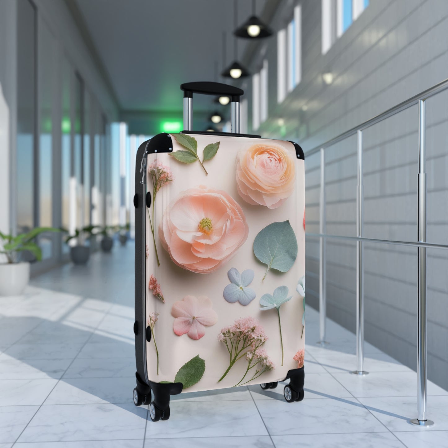Nature Flowers Floral Pink On White Art Carry-On Suitcase - Stylish Luggage for Travelers