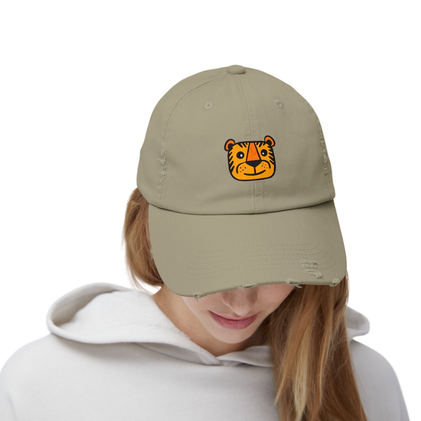 Tiger Vintage Distressed Dad Hat Unisex Adjustable Cotton Twill Baseball Cap for Casual Everyday Wear