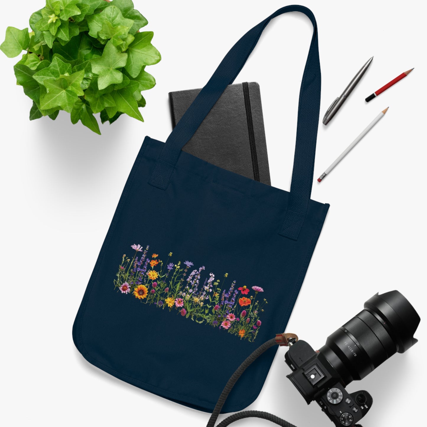 Flowers Floral Design Organic Canvas Tote Bag - Eco-Friendly Carryall for Everyday Use