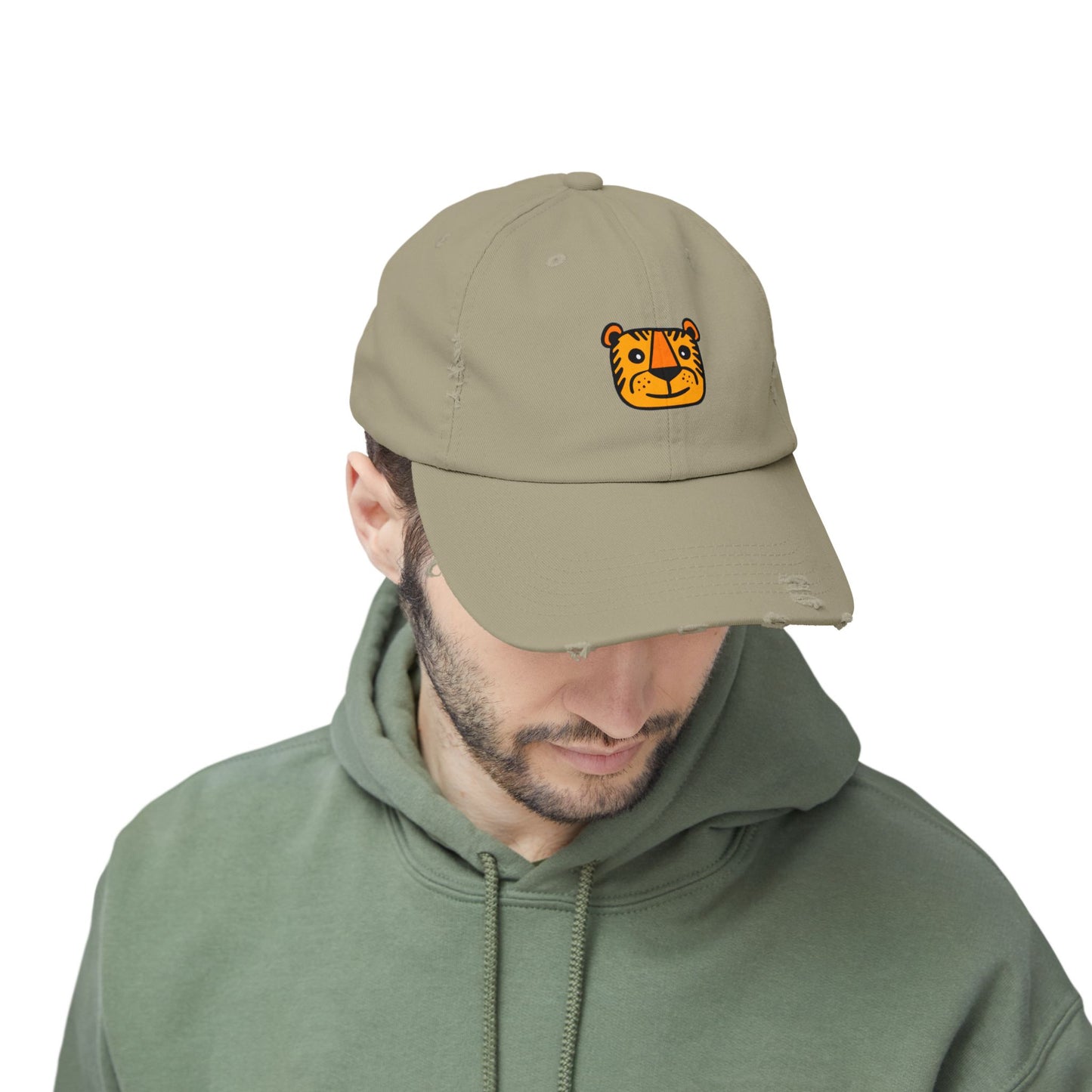 Tiger Vintage Distressed Dad Hat Unisex Adjustable Cotton Twill Baseball Cap for Casual Everyday Wear