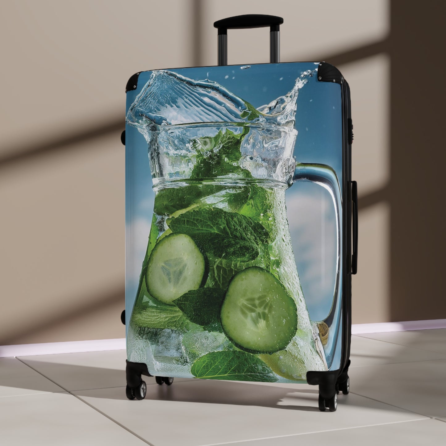 Nature Summer Cucumber and Mint FLoating Carry-On Suitcase - Stylish Luggage for Travelers