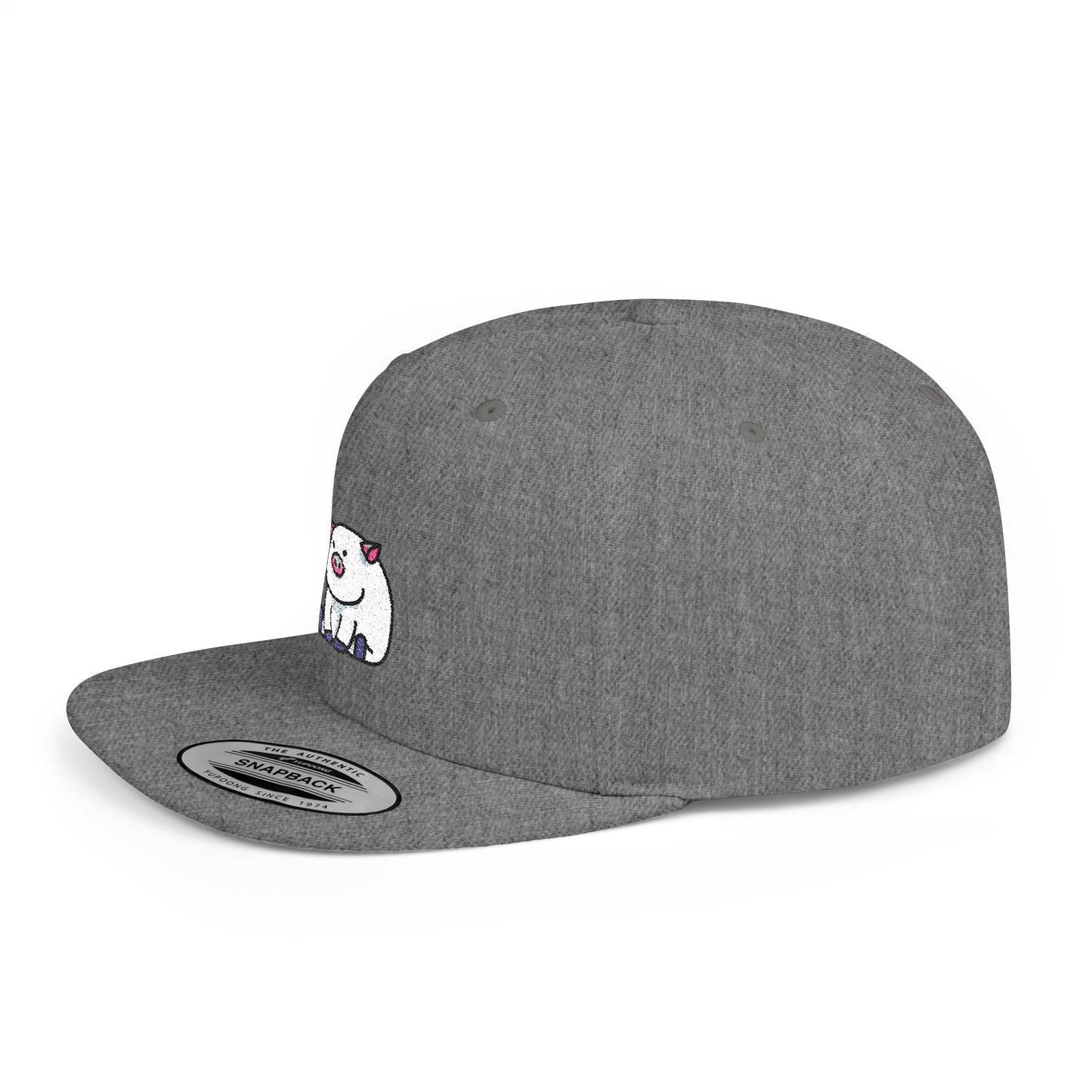 Icons Embroidered Pig Flat Bill Snapback – Lightweight, Custom Fit, Premium Quality