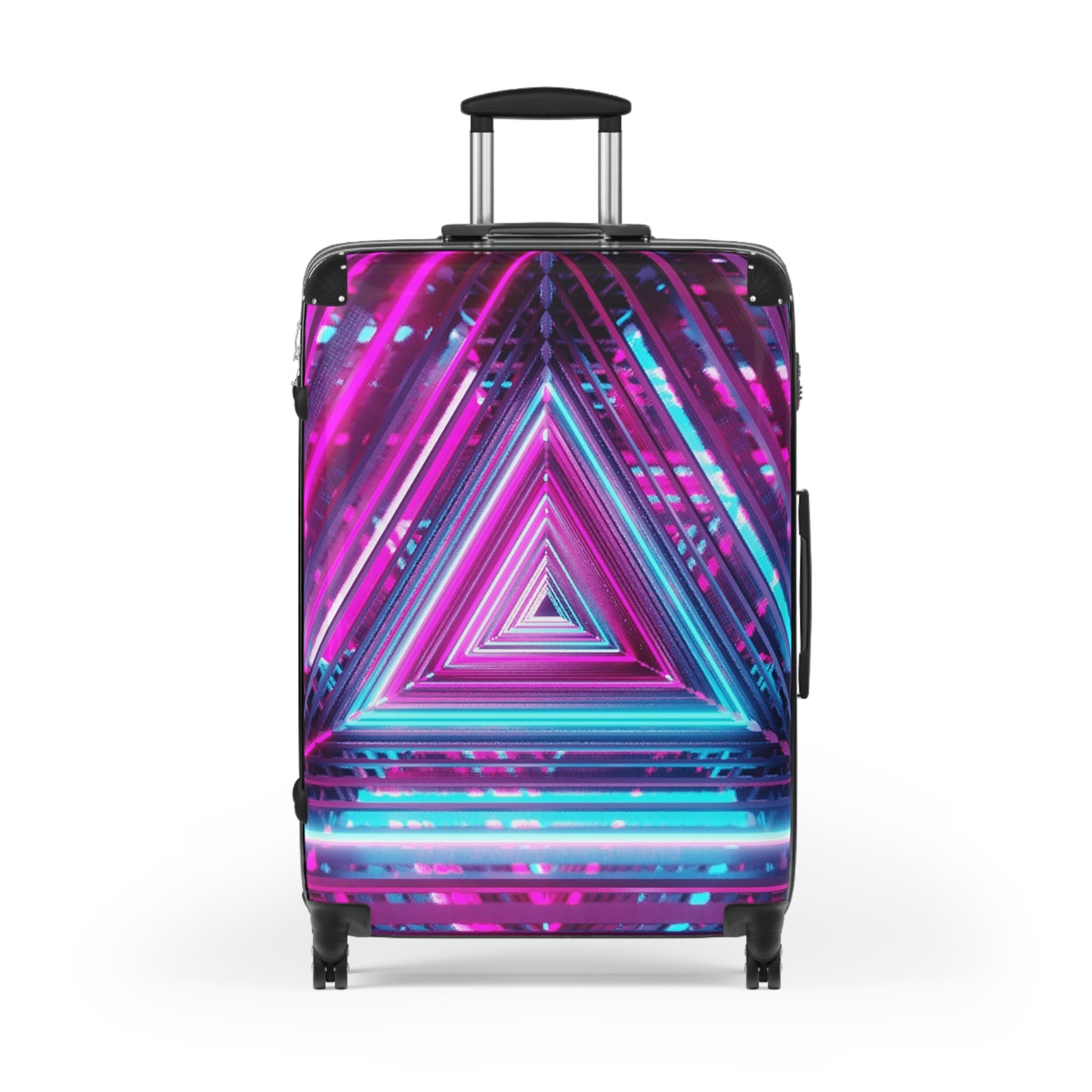 Abstract Neon Triangle Carry-On Suitcase - Stylish Luggage for Travelers