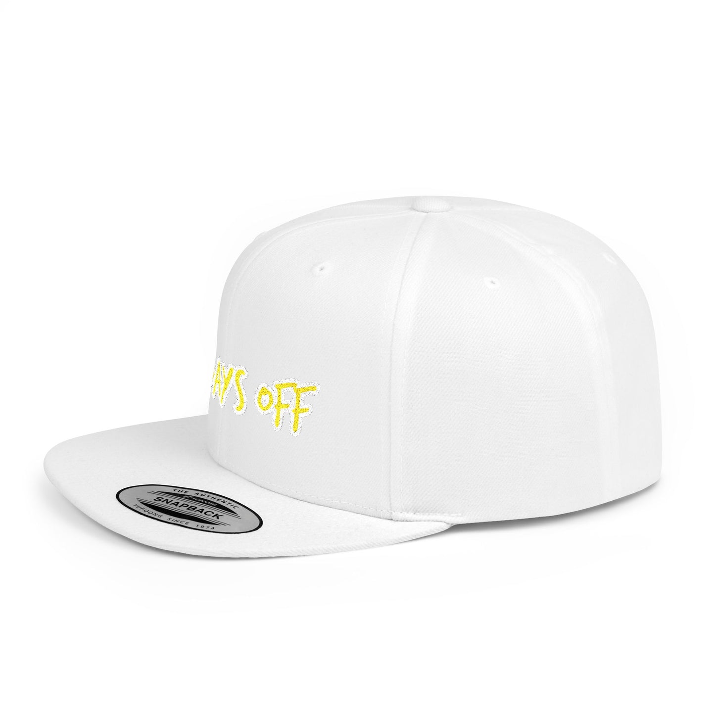Text No Days Off Flat Bill Snapback – Lightweight, Custom Fit, Premium Quality