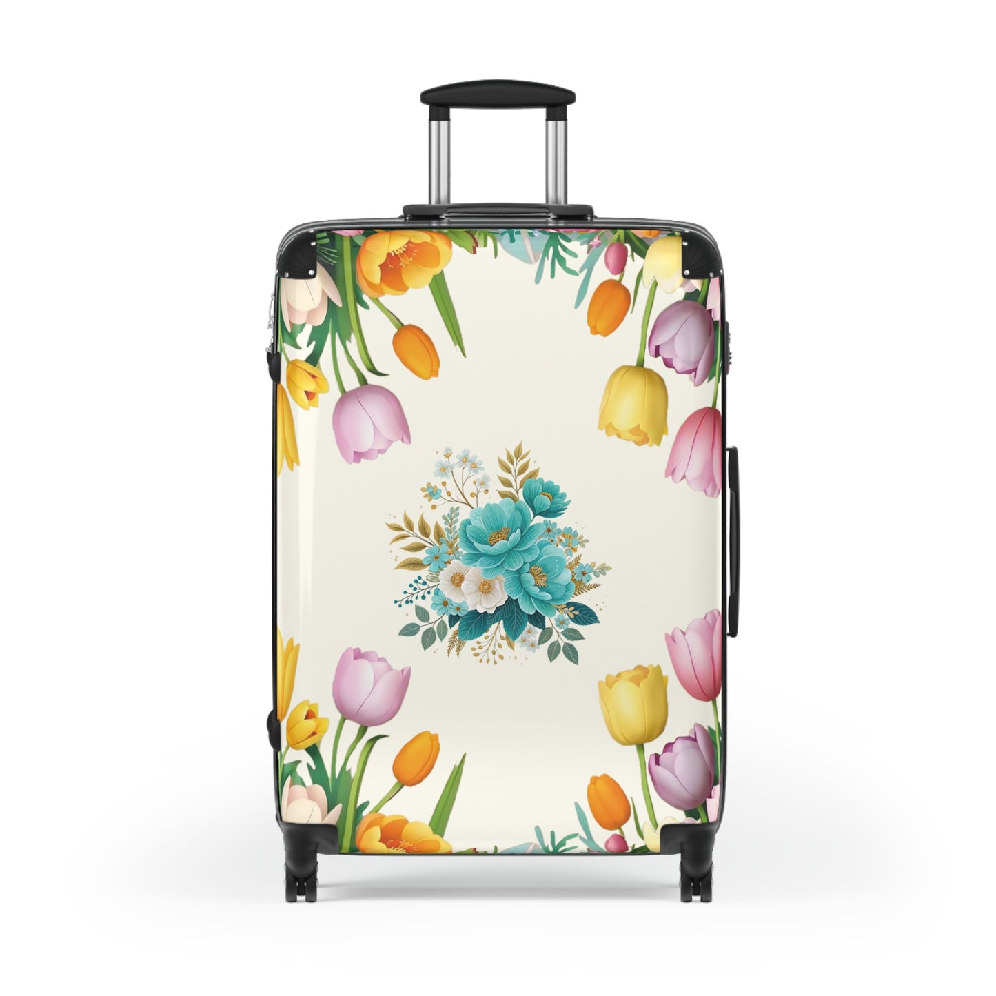 Nature Flowers Floral Blue Tulip Background Art Carry-On Suitcase - Stylish Luggage for Travelers
