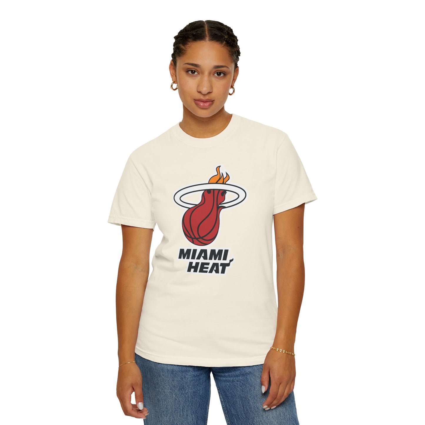 Miami Heat Street Ball Style Garment-Dyed T-Shirt – Premium Cotton Tee for Customization