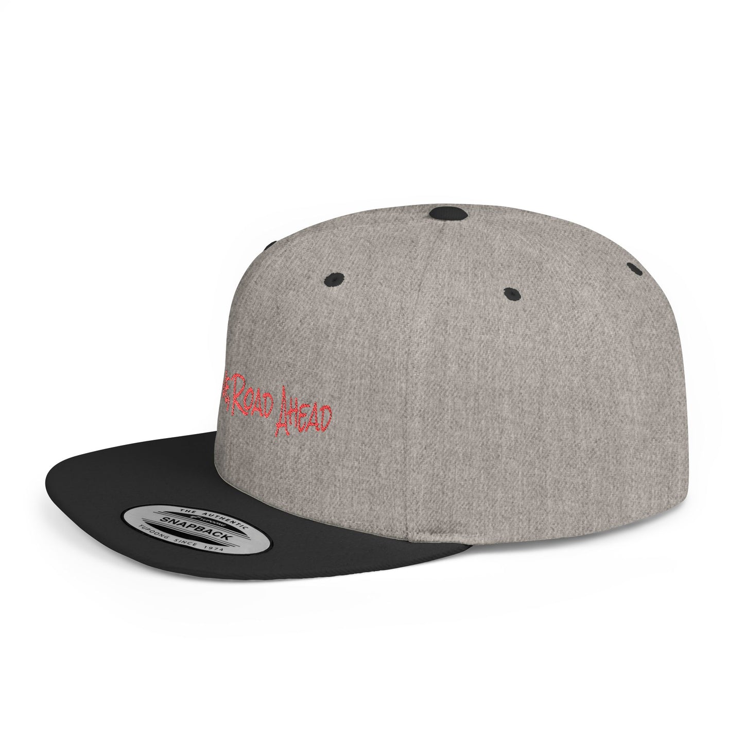 Text Sky Above, Road Ahead Flat Bill Snapback – Lightweight, Custom Fit, Premium Quality