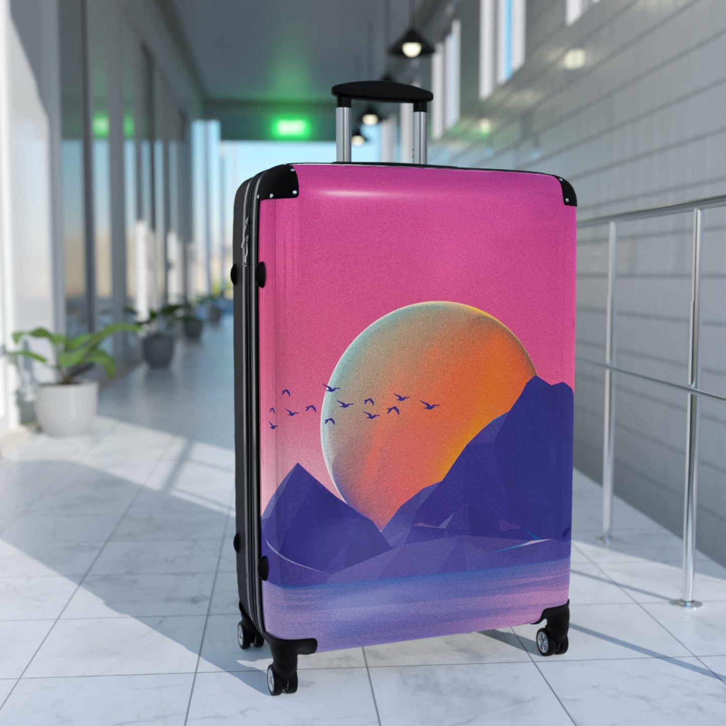 Abstract Neon Scenery Art Carry-On Suitcase - Stylish Luggage for Travelers