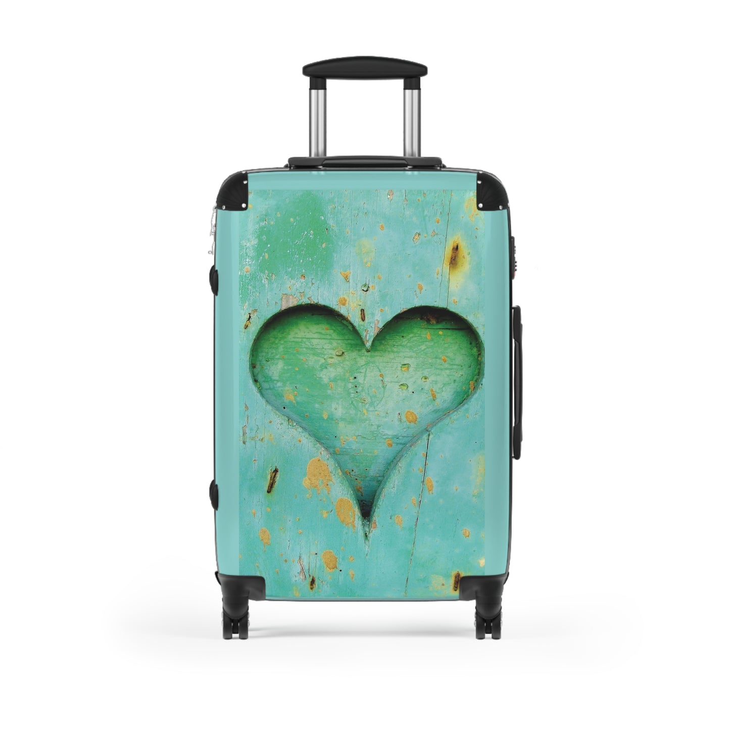 Love Heart Wooden Art Carry-On Suitcase - Stylish Luggage for Travelers