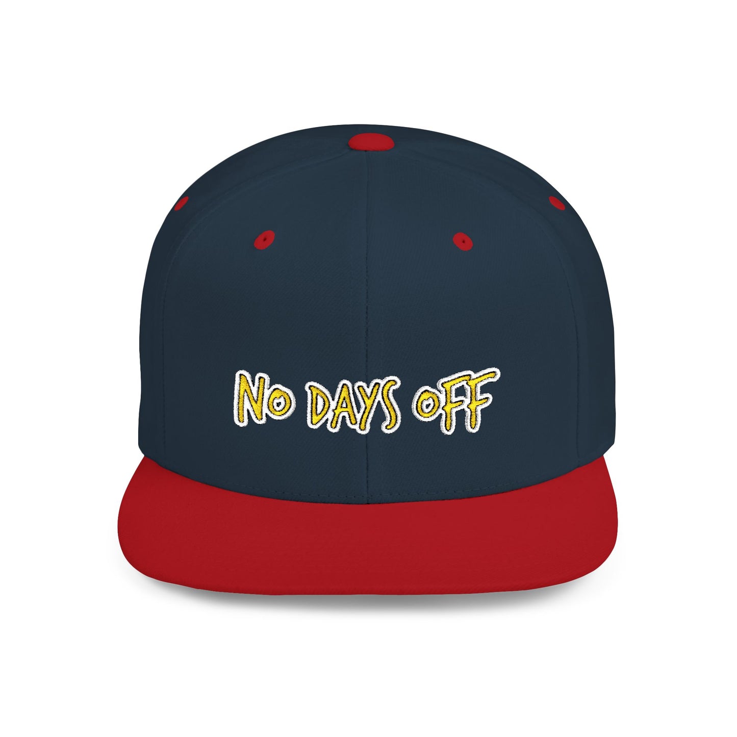 Text No Days Off Flat Bill Snapback – Lightweight, Custom Fit, Premium Quality