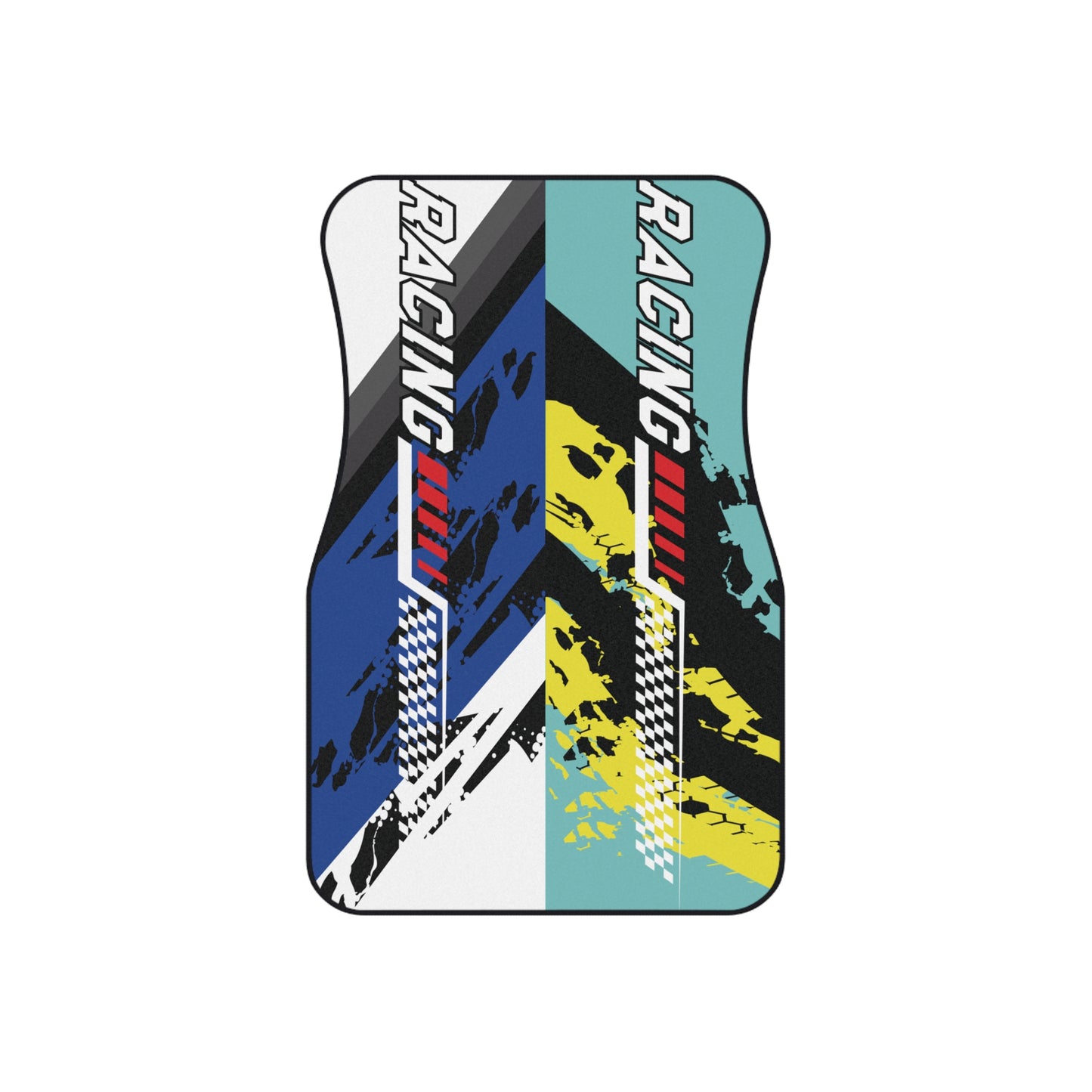 Sport Racing Blue Green Car Floor Mats – 2-Piece Front Set, Durable & Stylish, Universal Fit