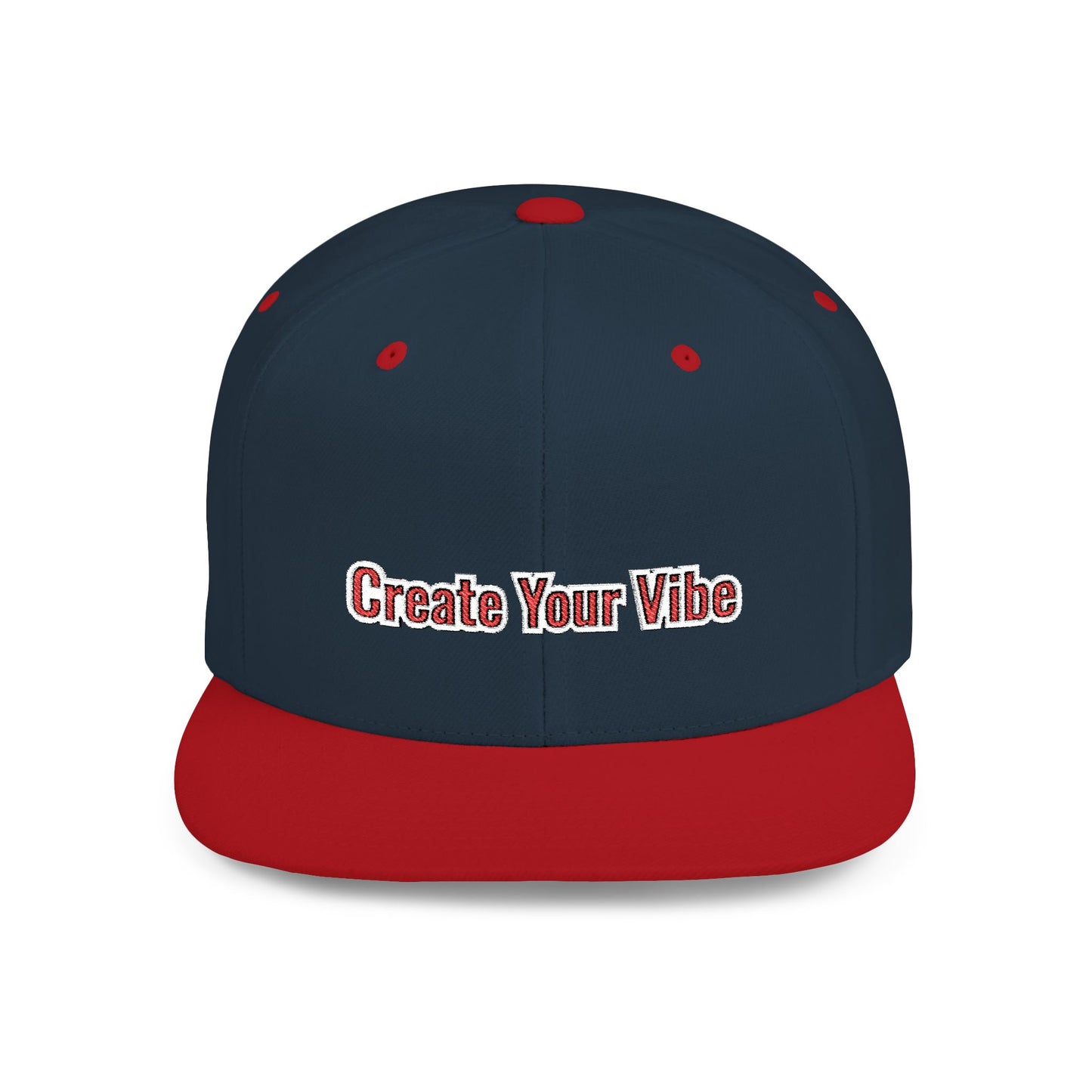 Text Create Your Vibe Flat Bill Snapback – Lightweight, Custom Fit, Premium Quality