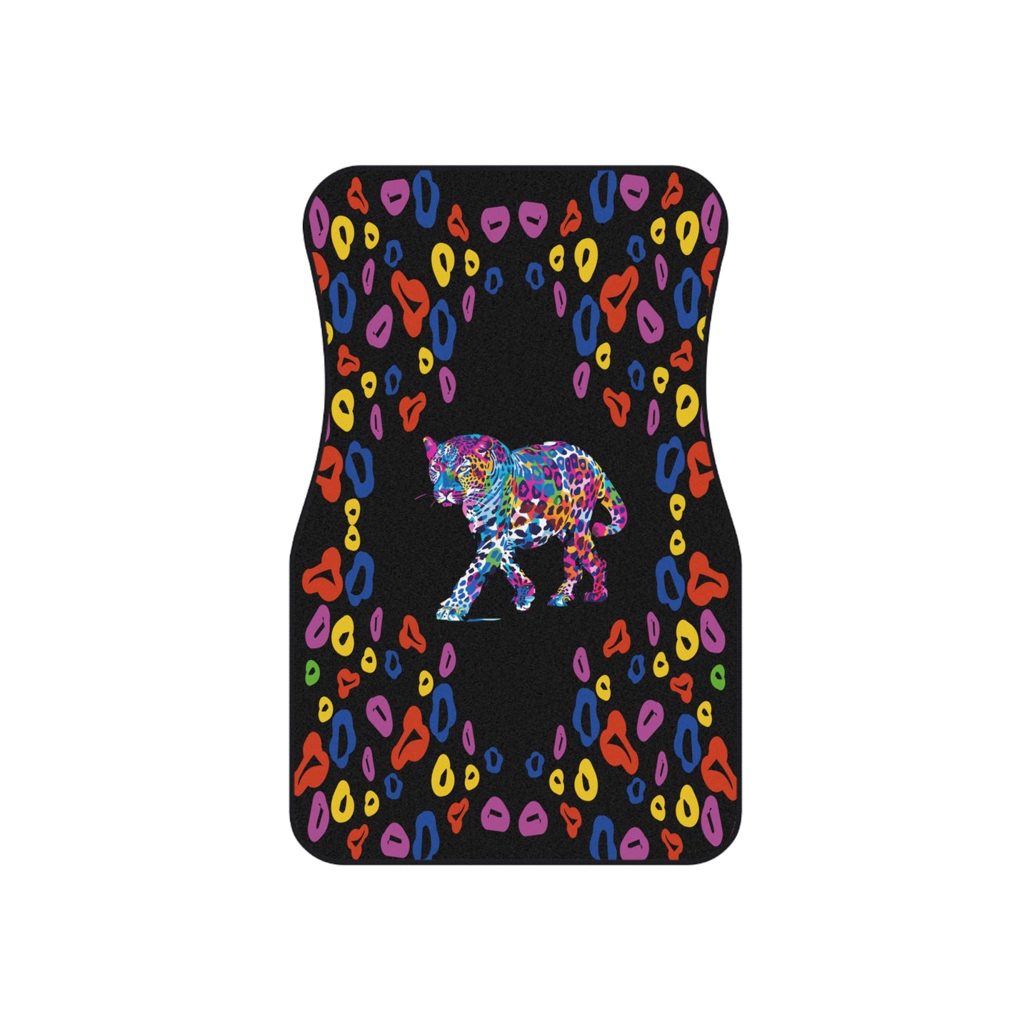 Leopard Pattern Colorful Car Floor Mats – 2-Piece Front Set, Durable & Stylish, Universal Fit