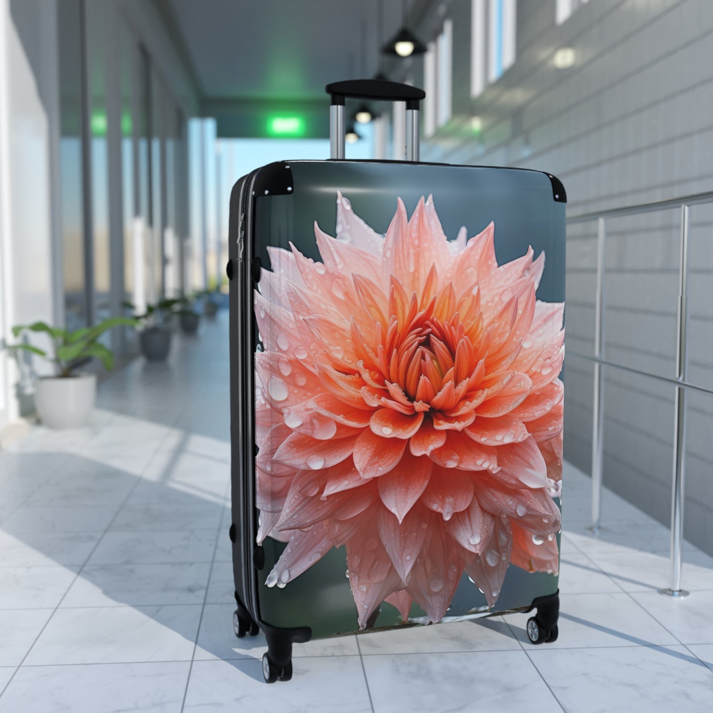 Nature Flowers Floral Pink Rain Drops Carry-On Suitcase - Stylish Luggage for Travelers