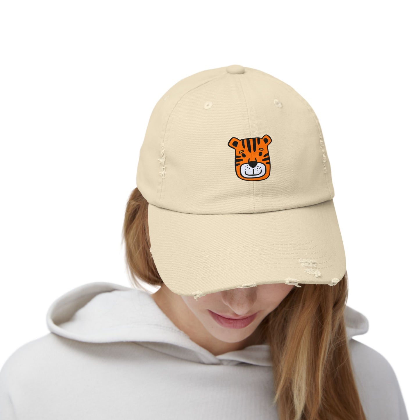 Tiger Orange Vintage Distressed Dad Hat Unisex Adjustable Cotton Twill Baseball Cap for Casual Everyday Wear