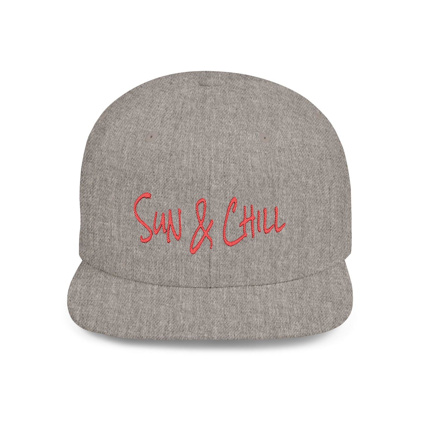 Text Sun & Chill Flat Bill Snapback – Lightweight, Custom Fit, Premium Quality