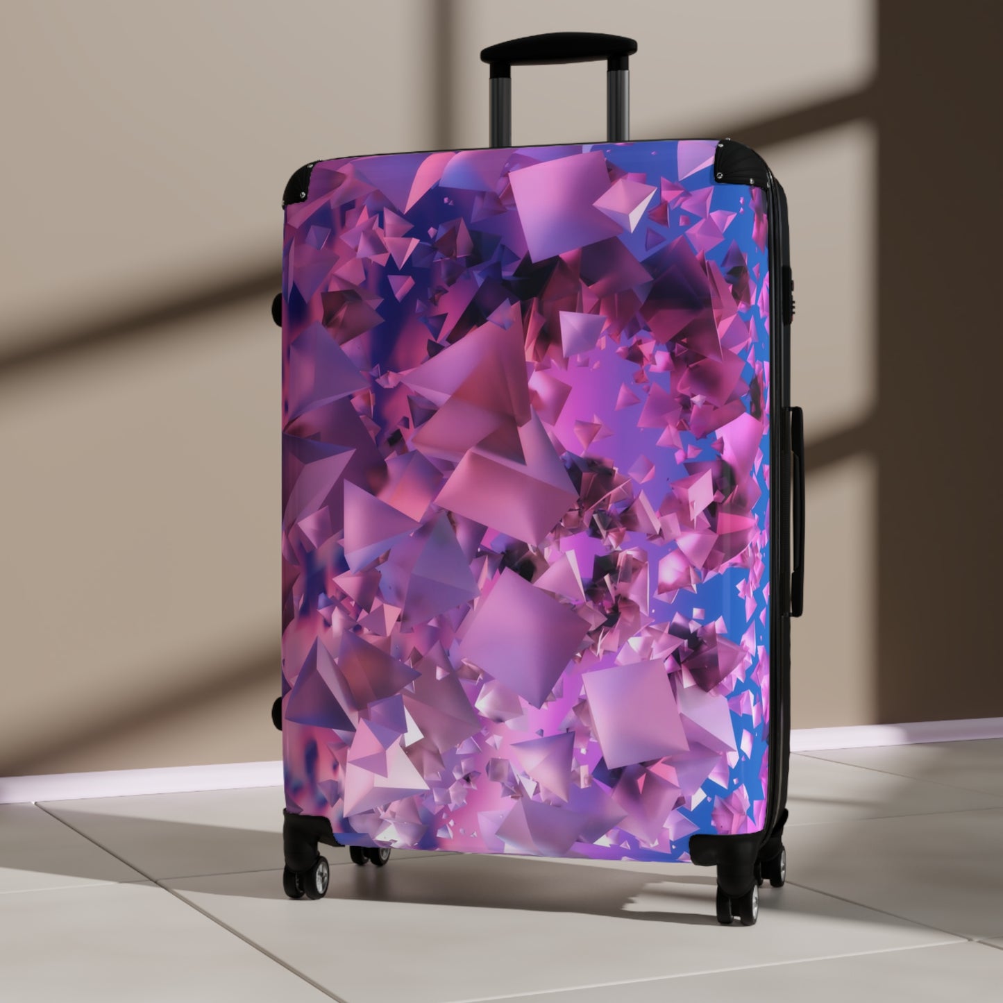 Abstract 3D Pyramids Art Carry-On Suitcase - Stylish Luggage for Travelers