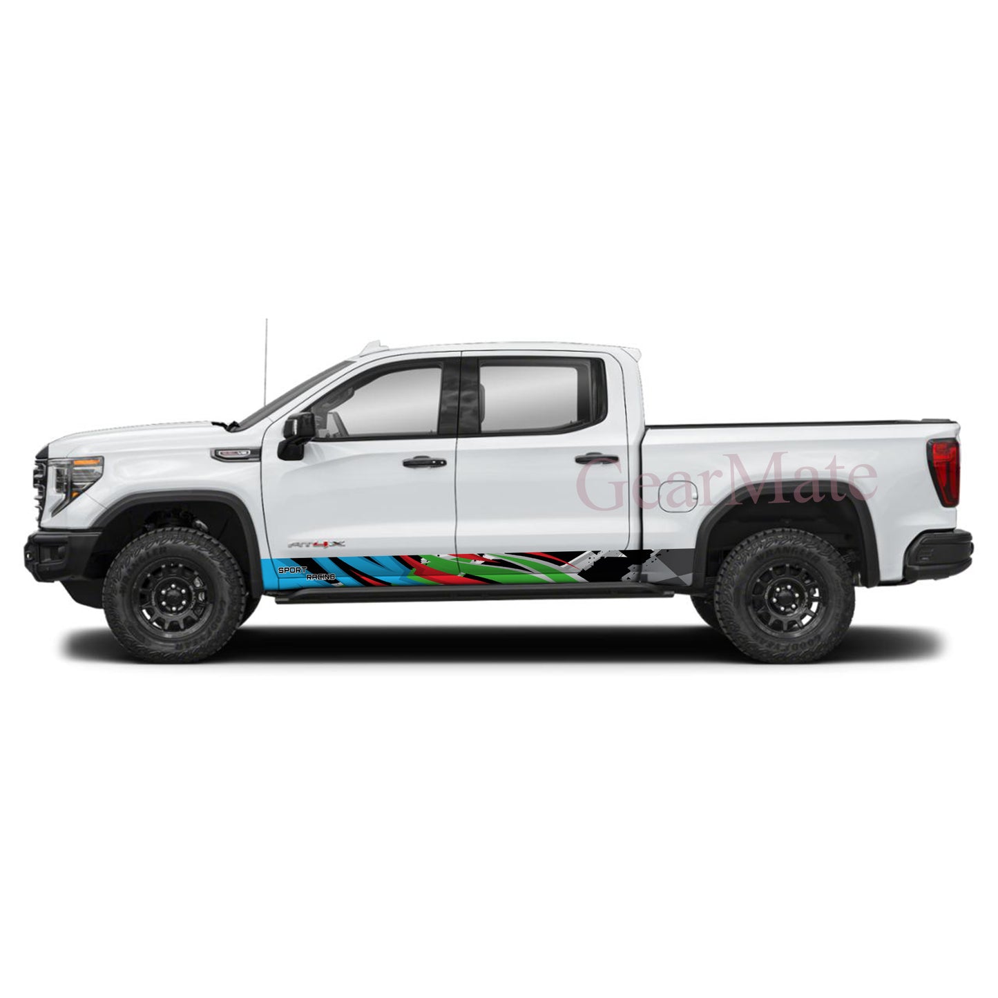 Sport Racing BRG Rocker Panel Graphic Decal Kit (Left & Right Sides) - High Quality Vinyl for Trucks & SUVs