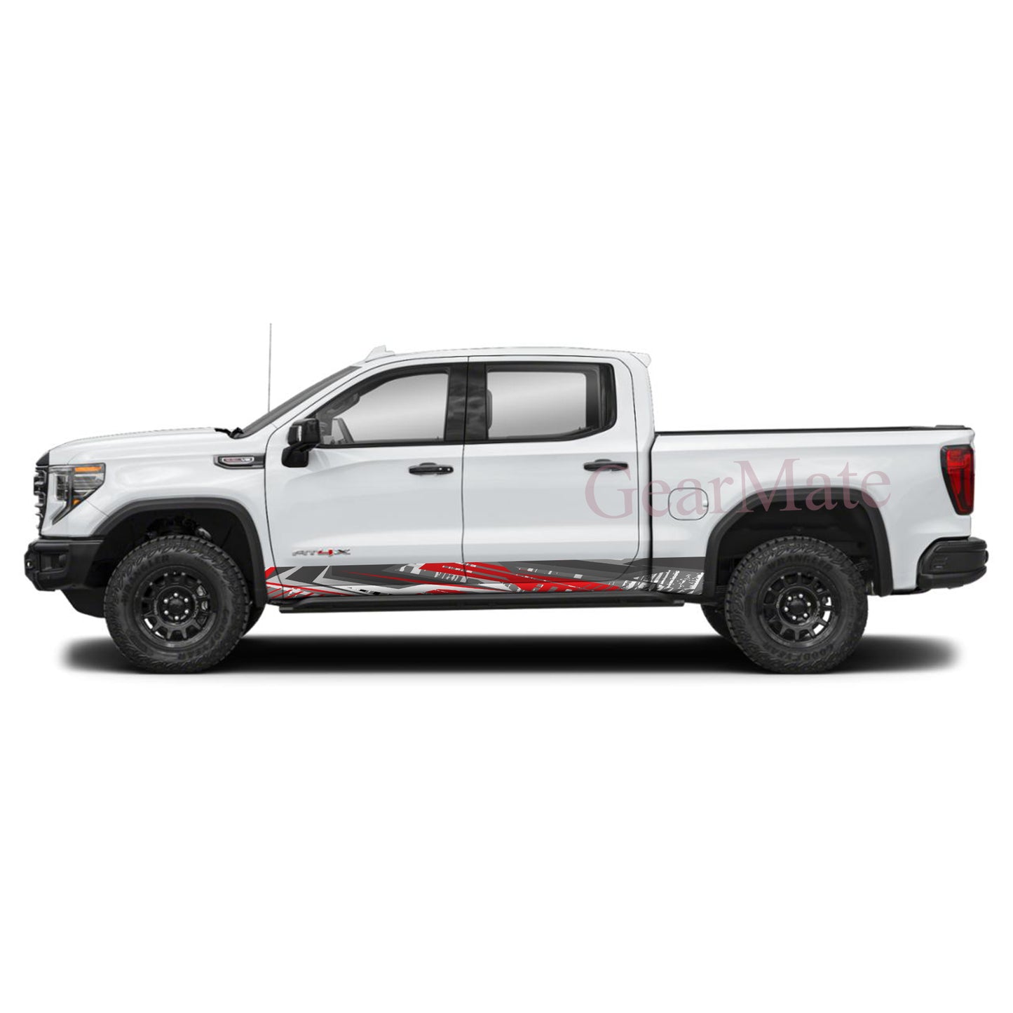 Sport Grey Red Rocker Panel Graphic Decal Kit (Left & Right Sides) - High Quality Vinyl for Trucks & SUVs