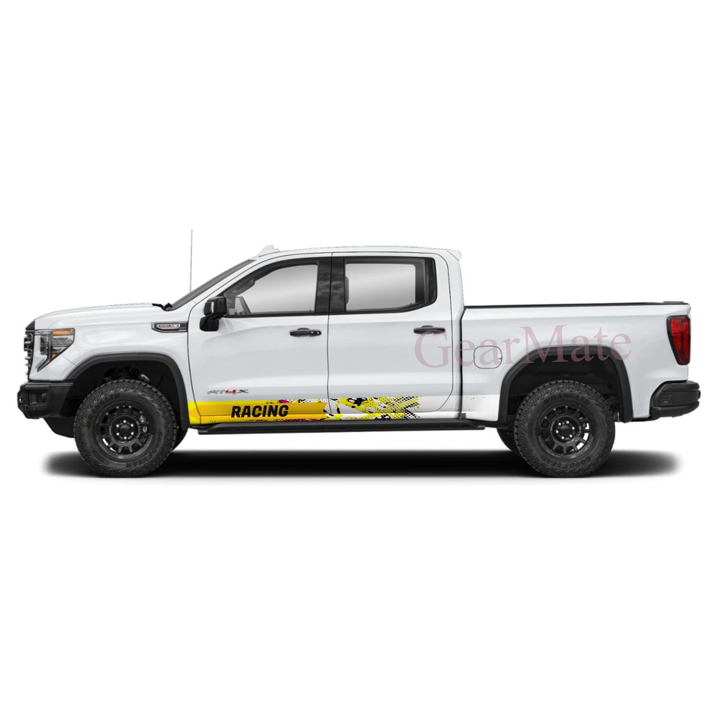 Racing Yellow Pink Panel Graphic Decal Kit (Left & Right Sides) - High Quality Vinyl for Trucks & SUVs
