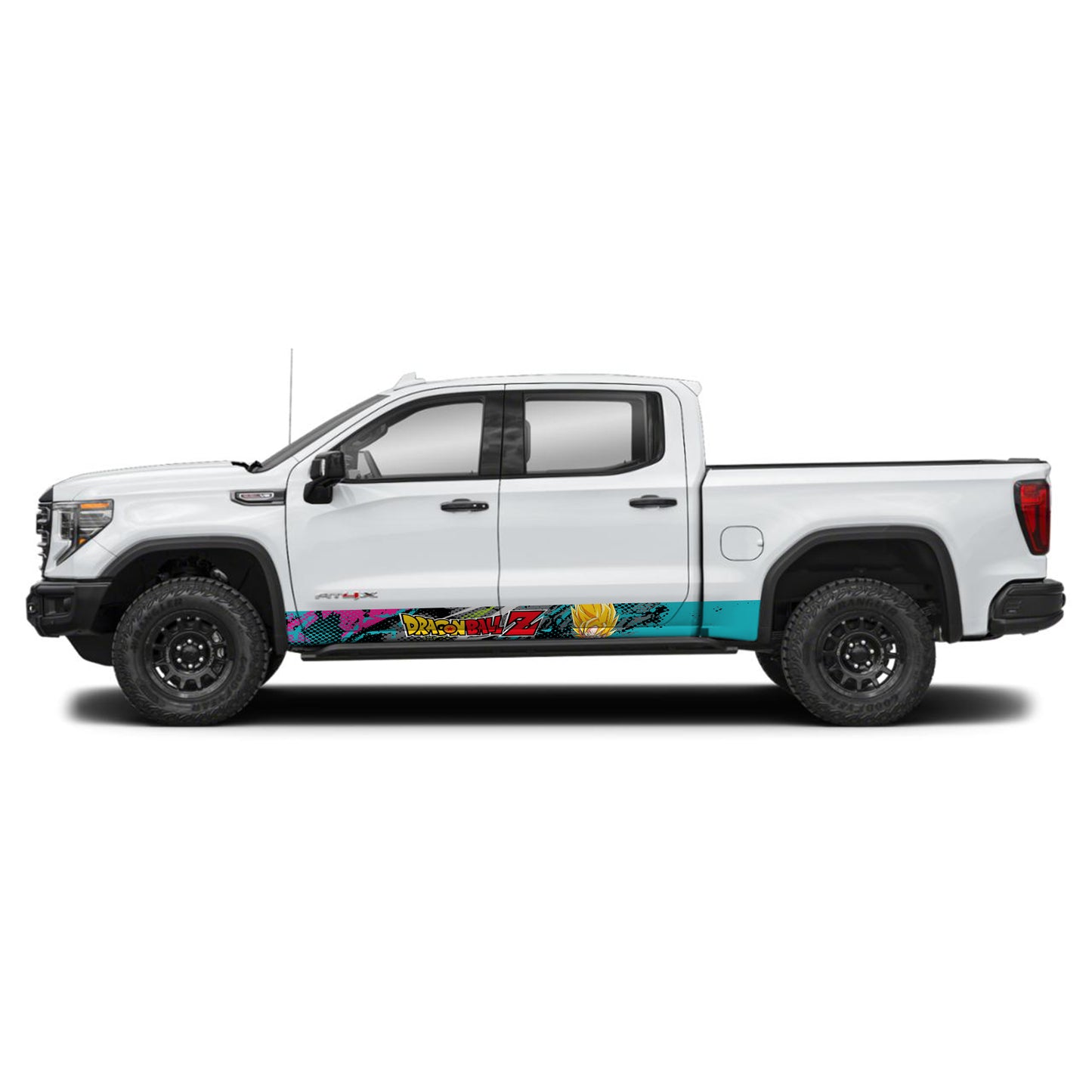 Speed Light Blue Dragon Ball Z Goku Rocker Panel Graphic Decal Kit (Left & Right Sides) - High Quality Vinyl for Trucks & SUVs