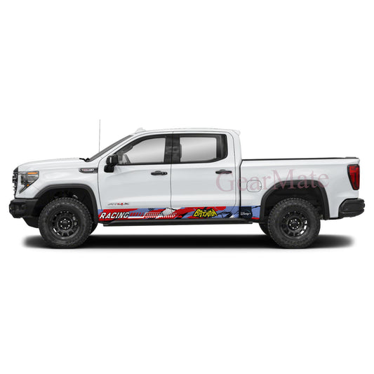 Racing Red Light Blue Disney Rocker Panel Graphic Decal Kit (Left & Right Sides) - High Quality Vinyl for Trucks & SUVs