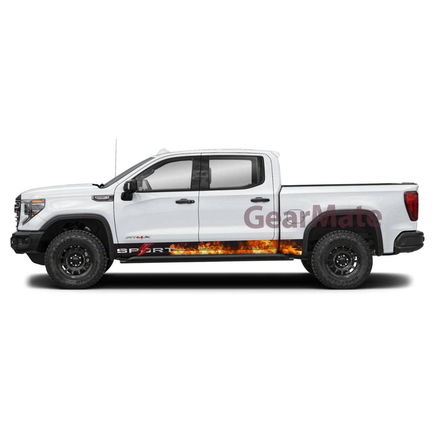 Sport Fire Red Lightning Rocker Panel Graphic Decal Kit (Left & Right Sides) - High Quality Vinyl for Trucks & SUVs