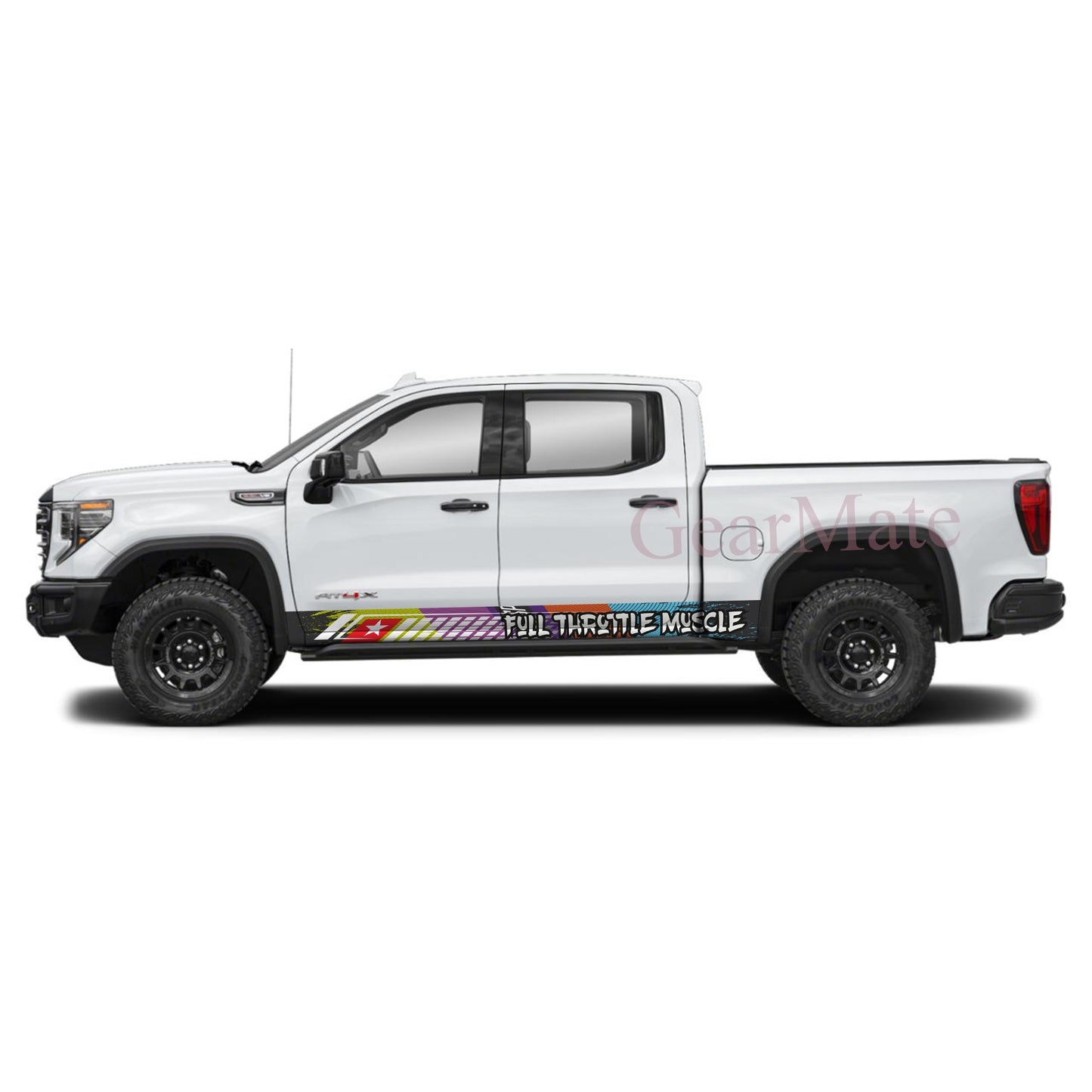 Full Throttle Muscle Rocker Panel Graphic Decal Kit (Left & Right Sides) - High Quality Vinyl for Trucks & SUVs