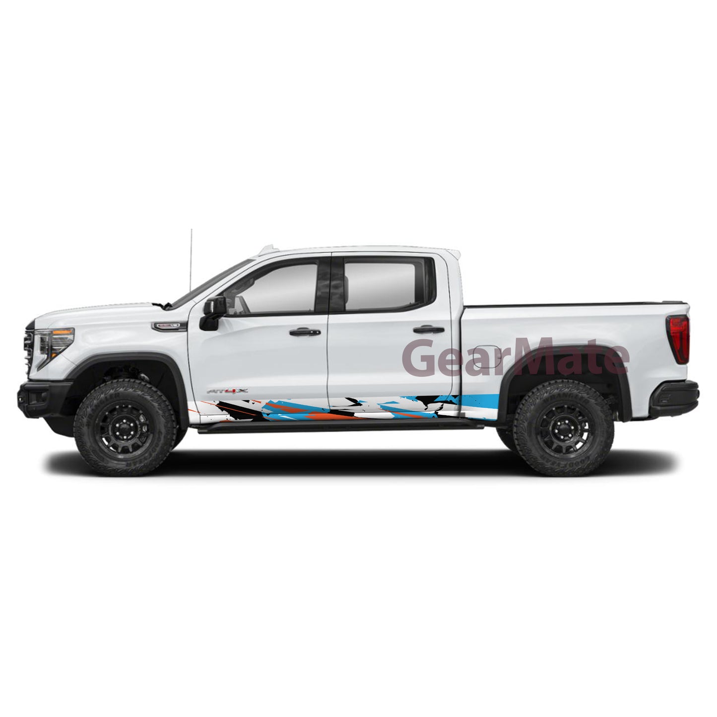 Racing Sky Blue Rocker Panel Graphic Decal Kit (Left & Right Sides) - High Quality Vinyl for Trucks & SUVs