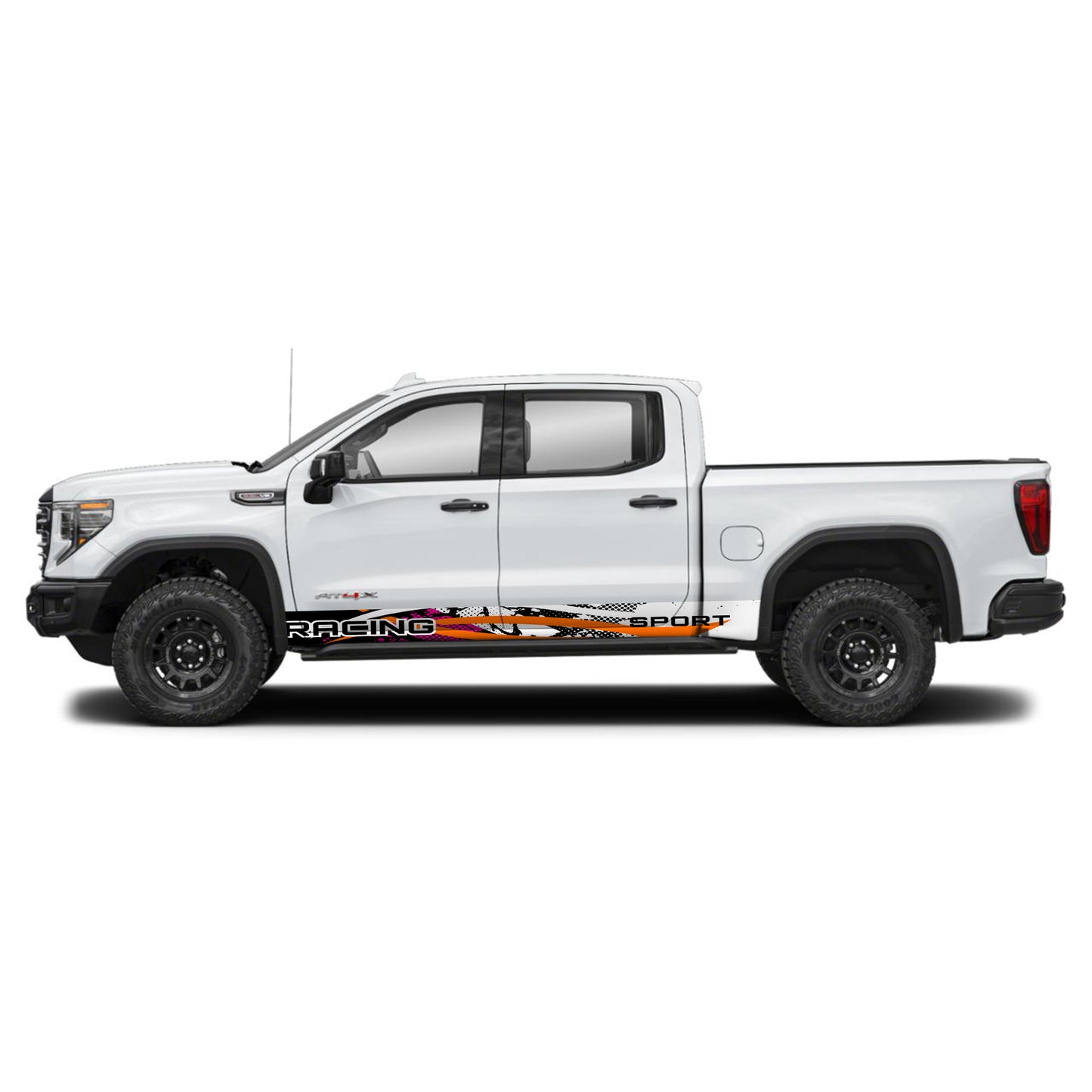 Racing Pink Panel Graphic Decal Kit (Left & Right Sides) - High Quality Vinyl for Trucks & SUVs