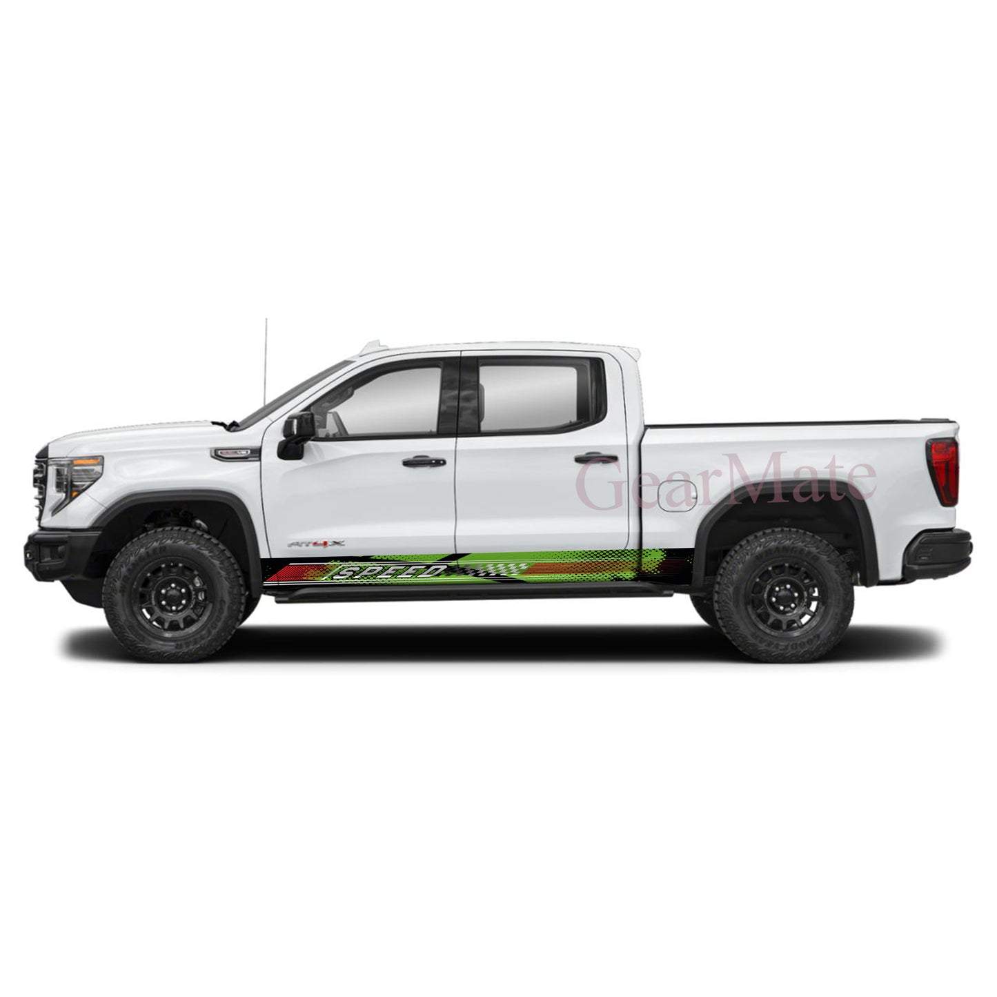 Speed Grunge Green Panel Graphic Decal Kit (Left & Right Sides) - High Quality Vinyl for Trucks & SUVs