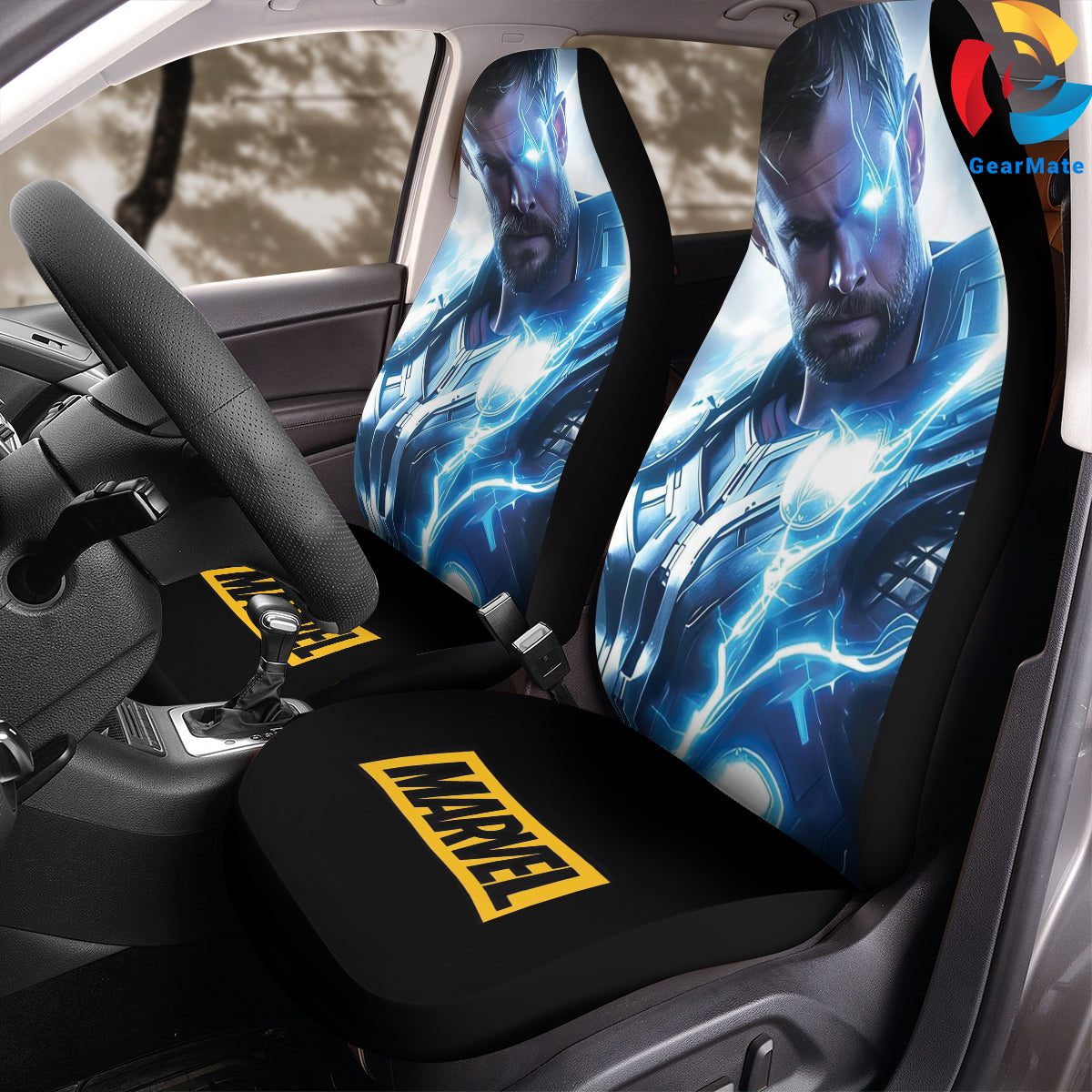 Marvel Thor Action Car Seat Covers – High Quality Graphic and Polar Fleece Protector Set