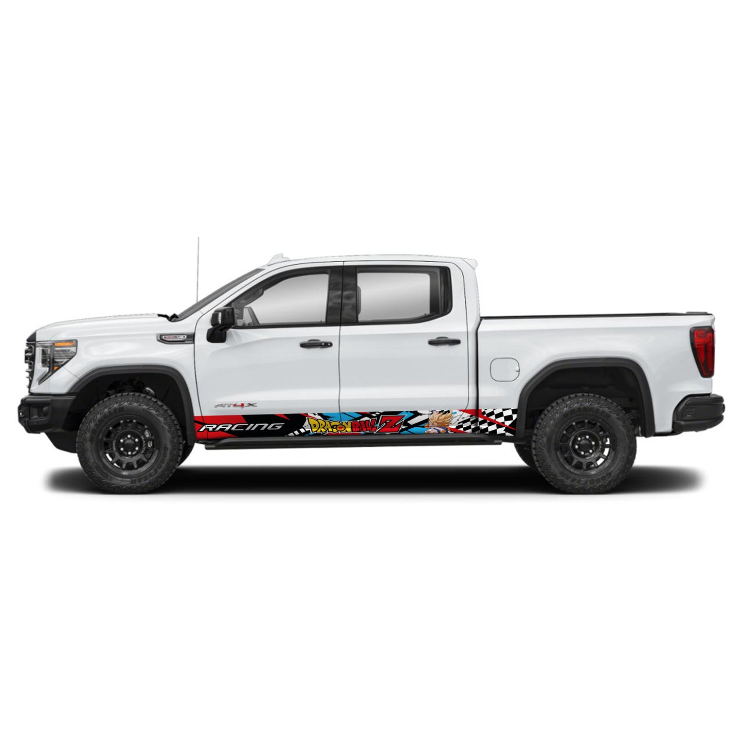 Racing Red Blue Dragon Ball Z Goku Rocker Panel Graphic Decal Kit (Left & Right Sides) - High Quality Vinyl for Trucks & SUVs